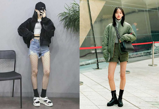 Quần short phối đồ với áo bomber nữ