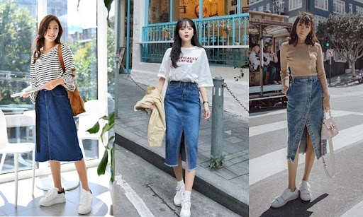 Tips mix&match: Chân váy jean dài phối với áo gì đẹp?