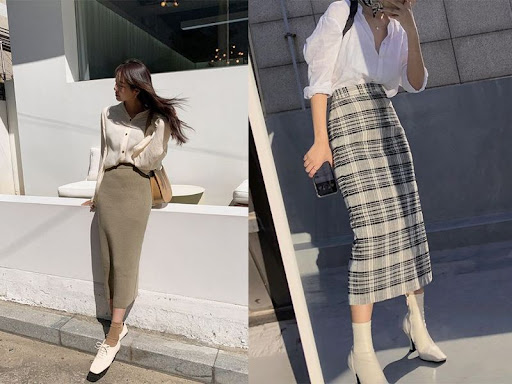 5 kiểu chân váy gái Hàn thường diện với áo len