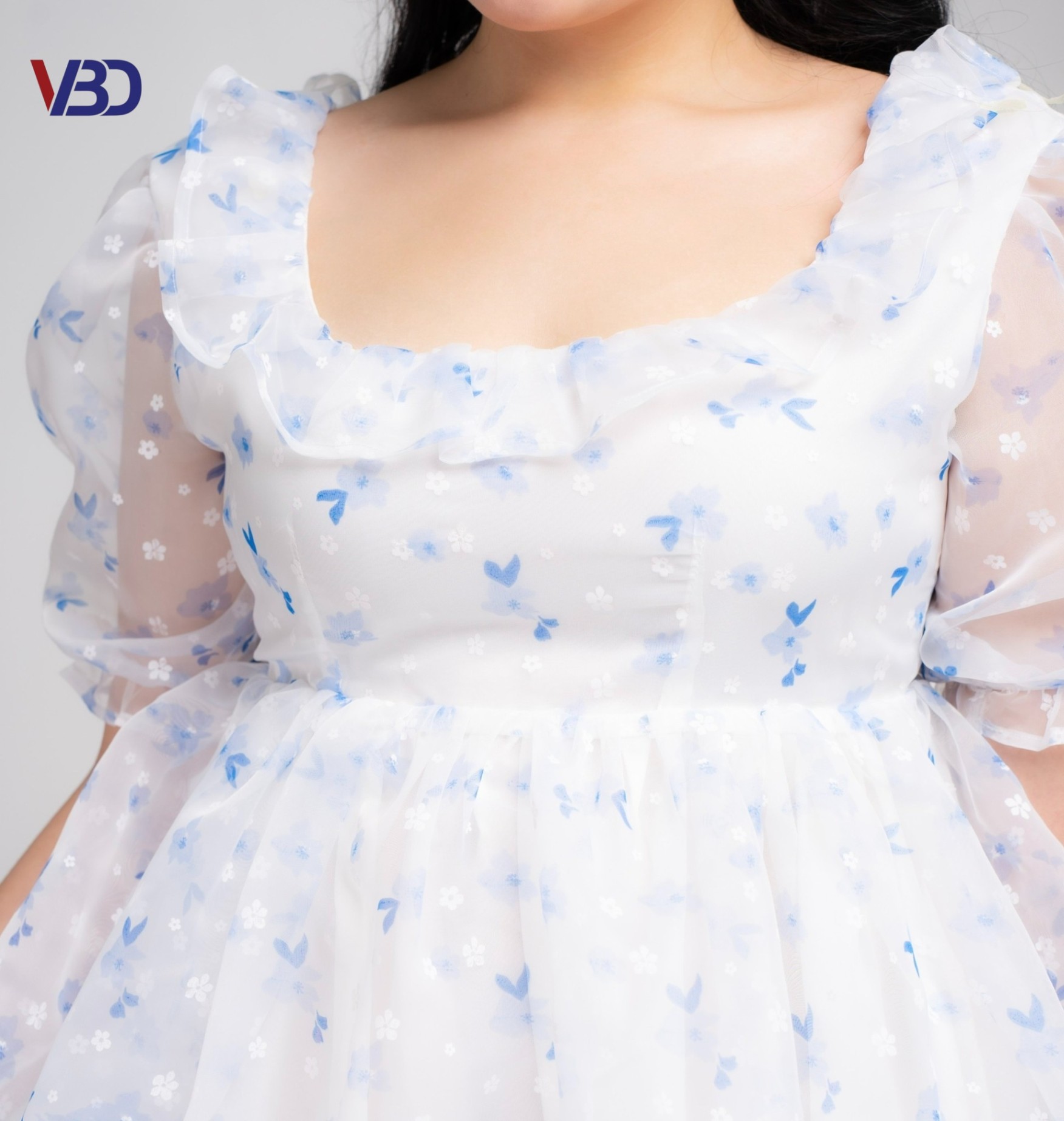 Đầm voan hoa dáng babydoll bigsize DA050 dành cho nàng béo mập từ 55-95kg