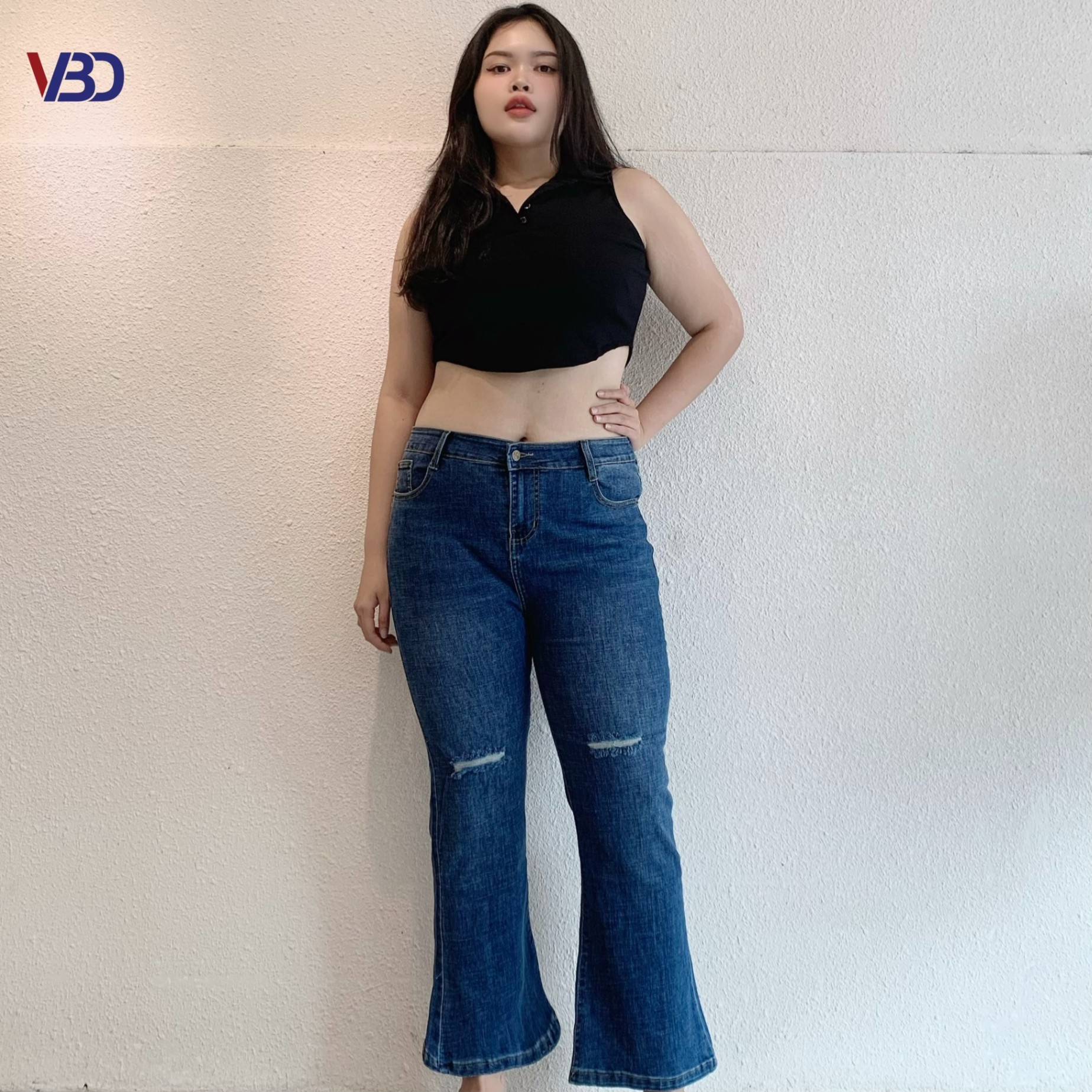 Quần jean ống bas bigsize QJ007 dành cho nàng béo mập từ 45-80kg5kg