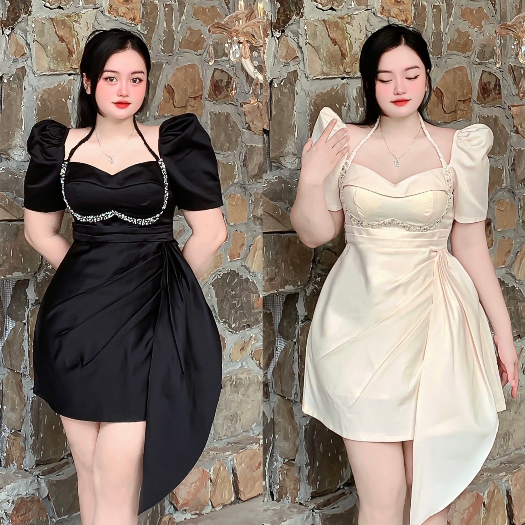 Đầm dự tiệc thương hiệu Đầm Váy Mina thiết kế cổ yếm dáng xoè MN212 - Đầm,  váy nữ | ThờiTrangNữ.vn