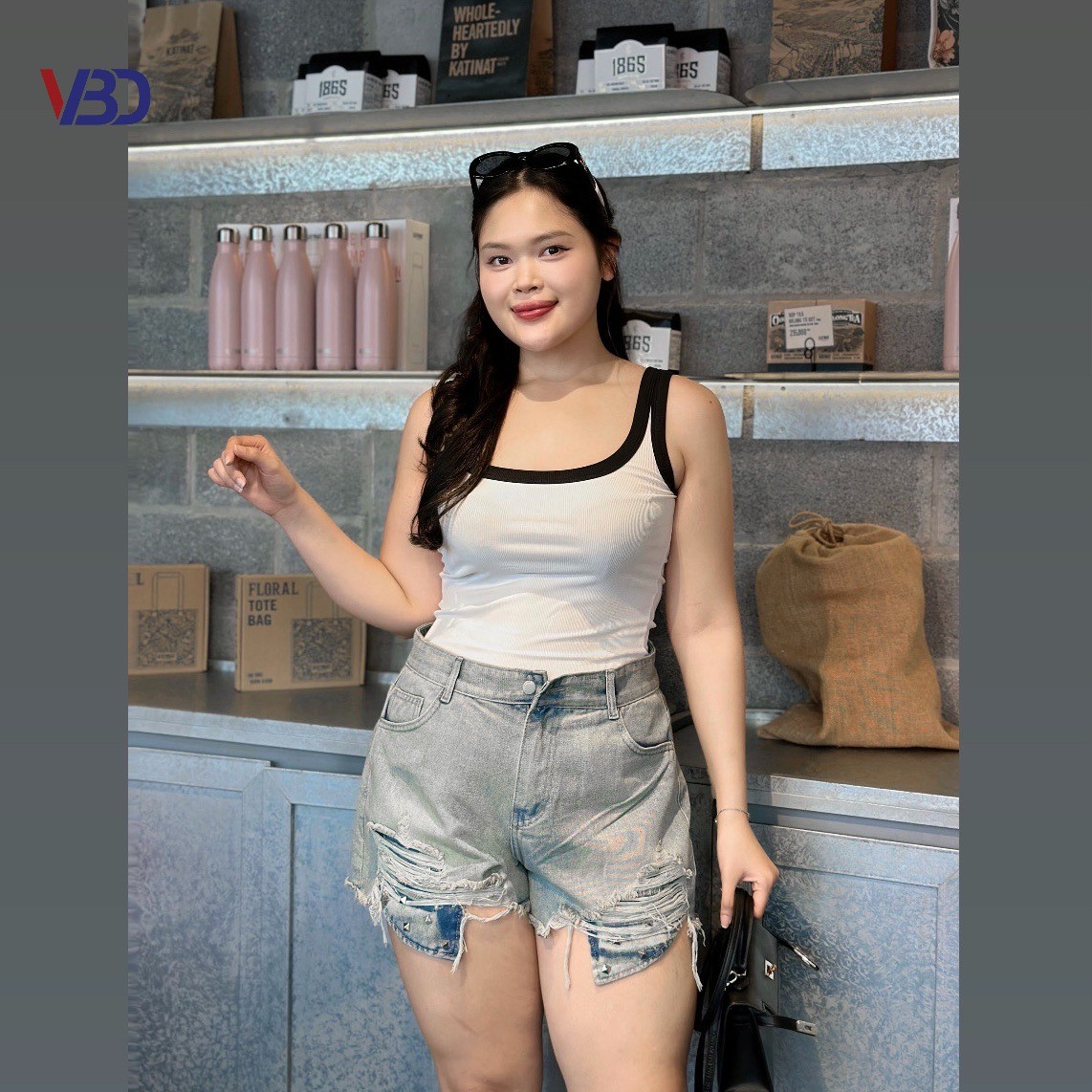 Quần short jean túi lòi đính đinh bigsize QSJ1114 dành cho nàng béo mập từ 55-90kg