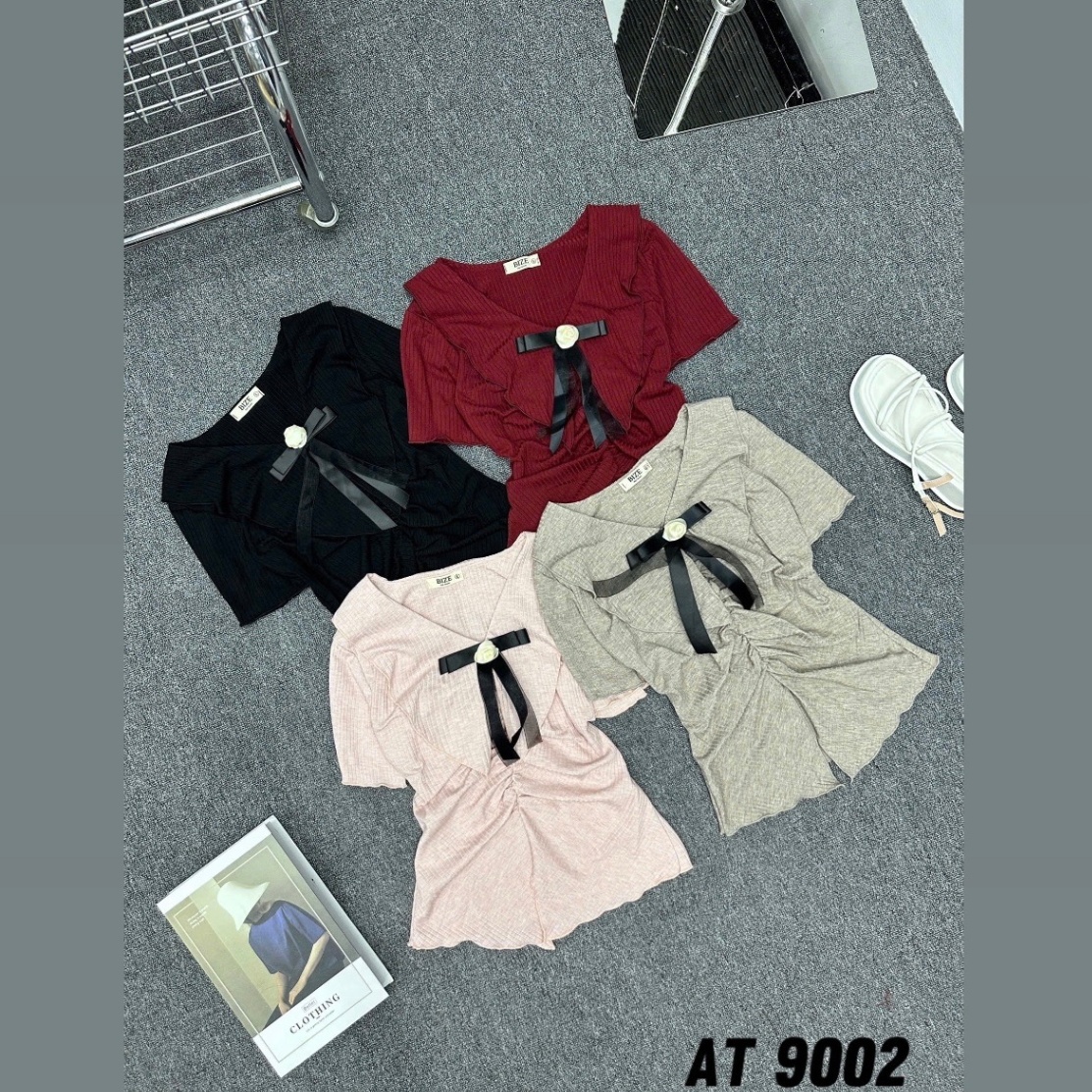 Áo thun len đũa phối nơ bigsize AT9002 dành cho nàng béo mập từ 55-90kg