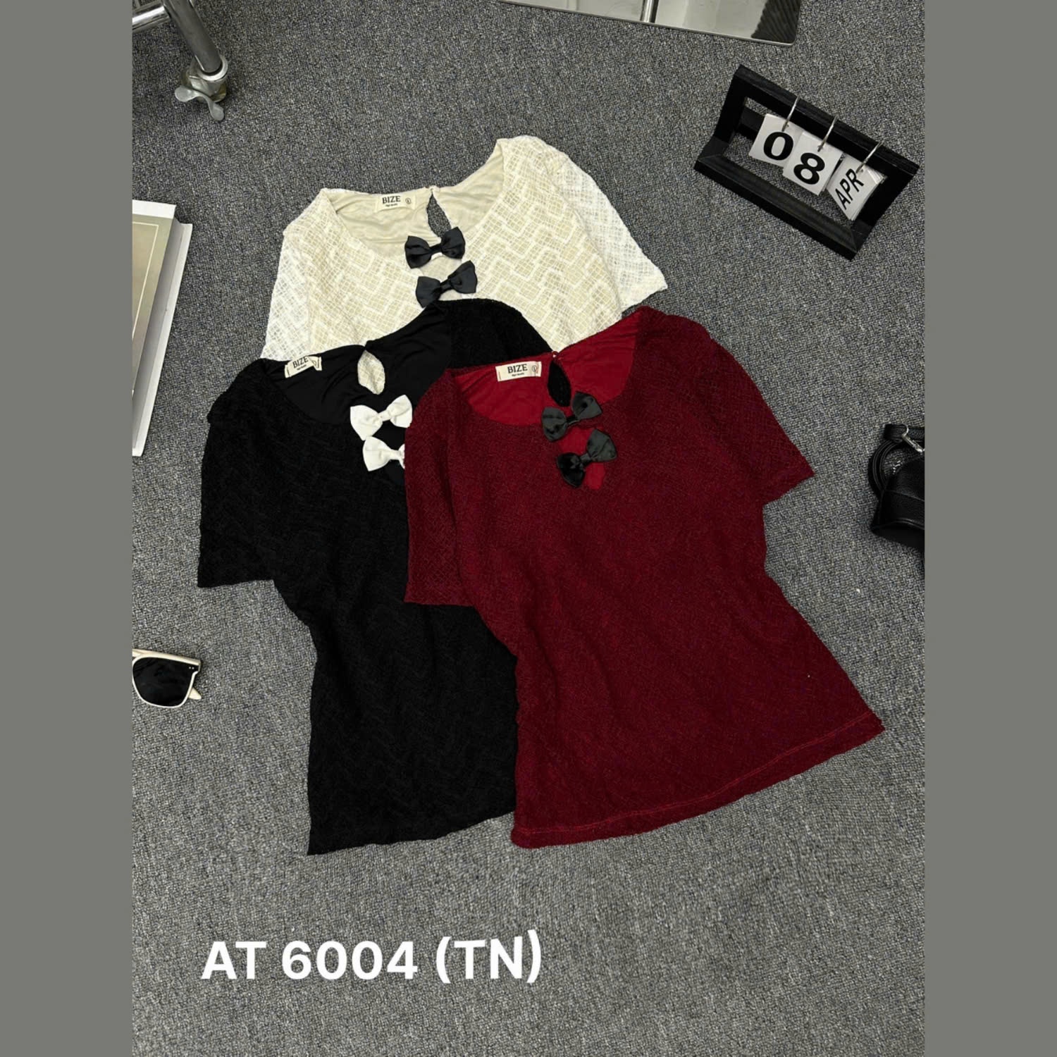Áo thun ren tay ngắn phối nơ bigsize AT6004( TN ) dành cho nàng béo mập từ 55-90kg