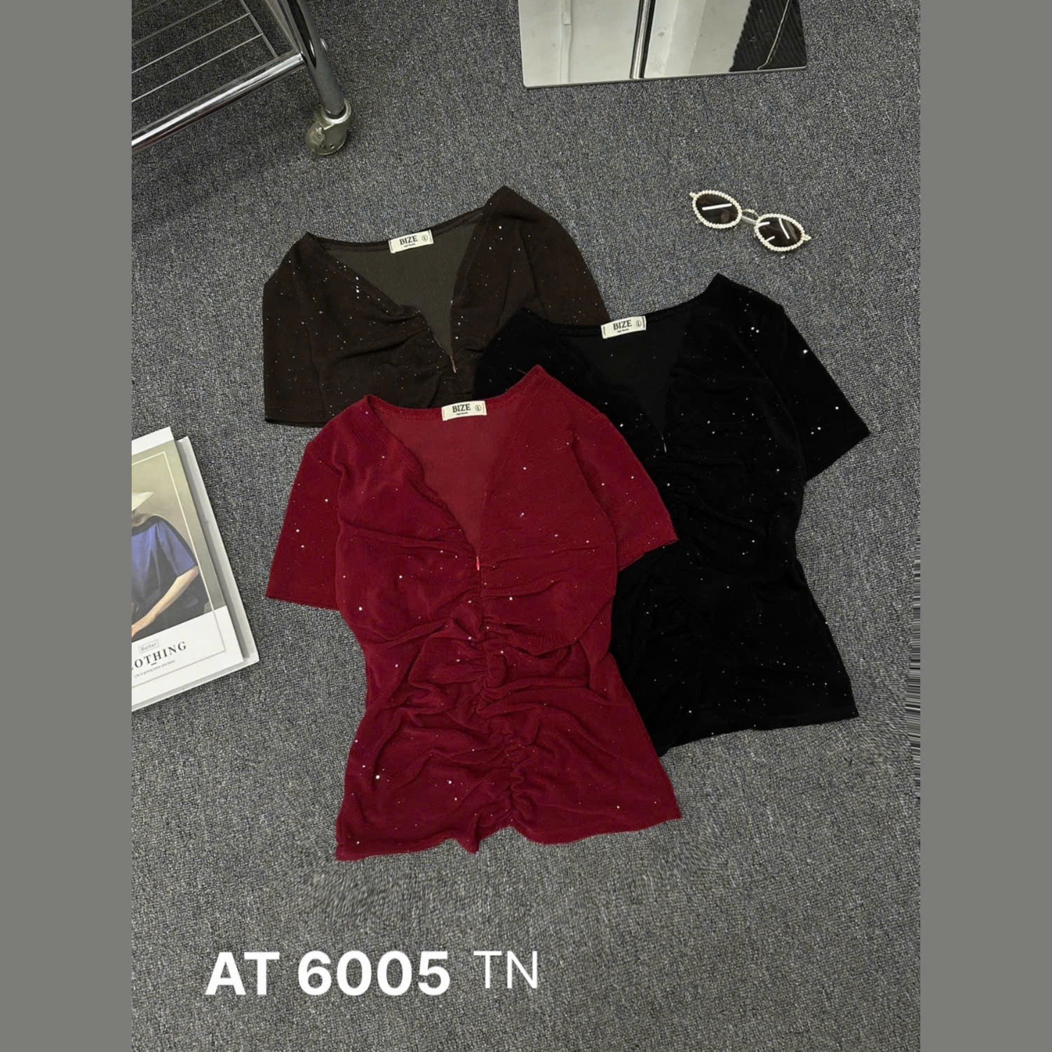 Áo thun nhũ tay ngắn dây kéo trước bigsize AT6005(TN) dành cho nàng béo mập từ 55-90kg