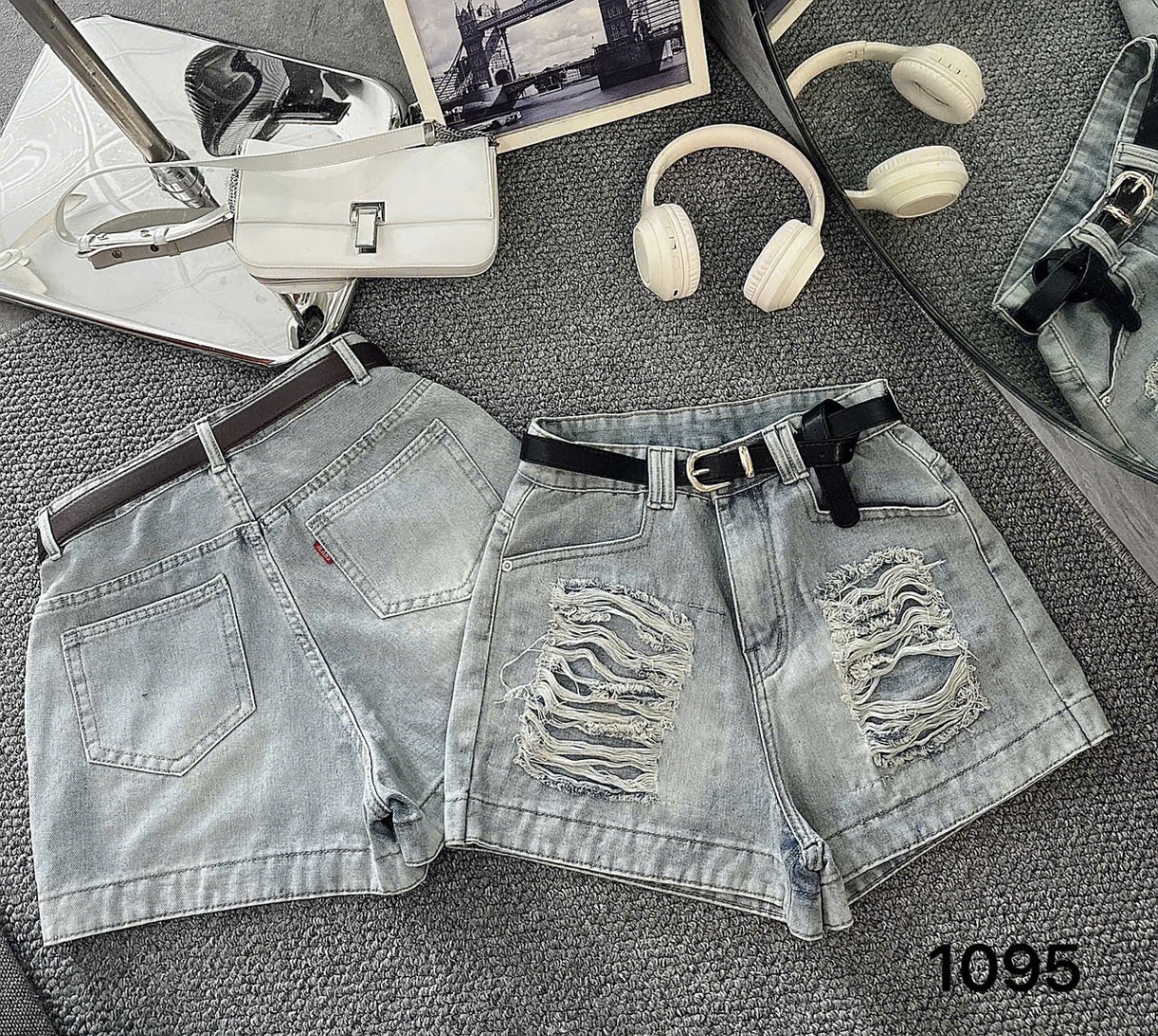 Quần short jean cào rách kiểu bigsize QSJ1095 dành cho nàng béo mập từ 55-90kg