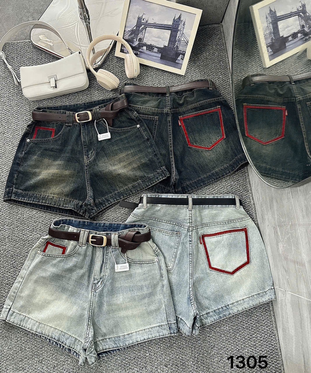 Quần short jean viền túi kiểu bigsize QSJ1305 dành cho nàng béo mập từ 55-90kg