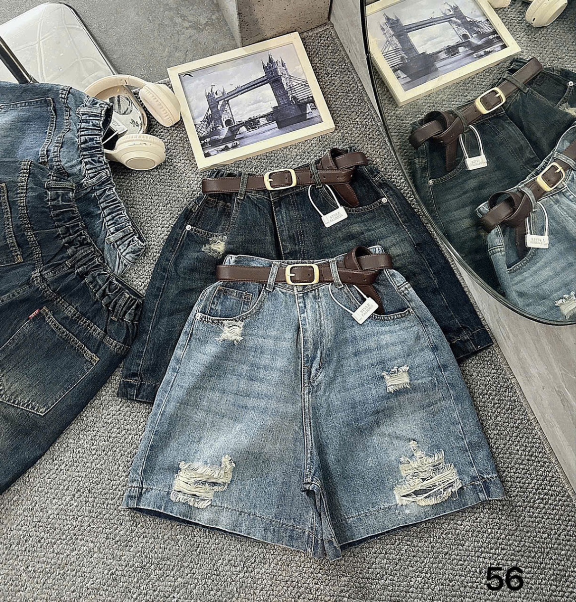 Quần short jean ngố rách lưng thun bigsize QSJ56 dành cho nàng từ 55-90kg