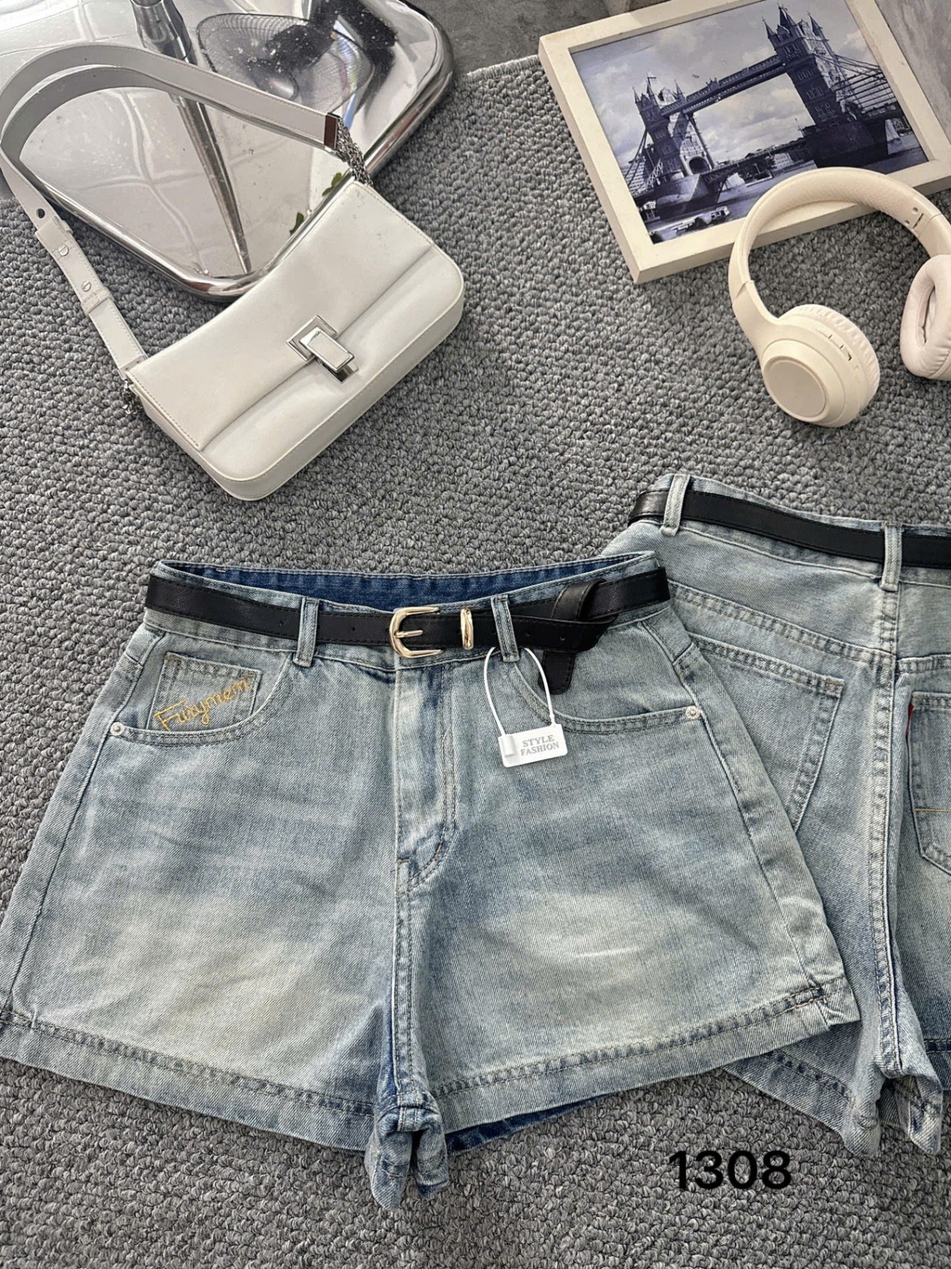 Quần short jean thêu chữ bigsize QSJ1308 dành cho nàng từ 55-90kg