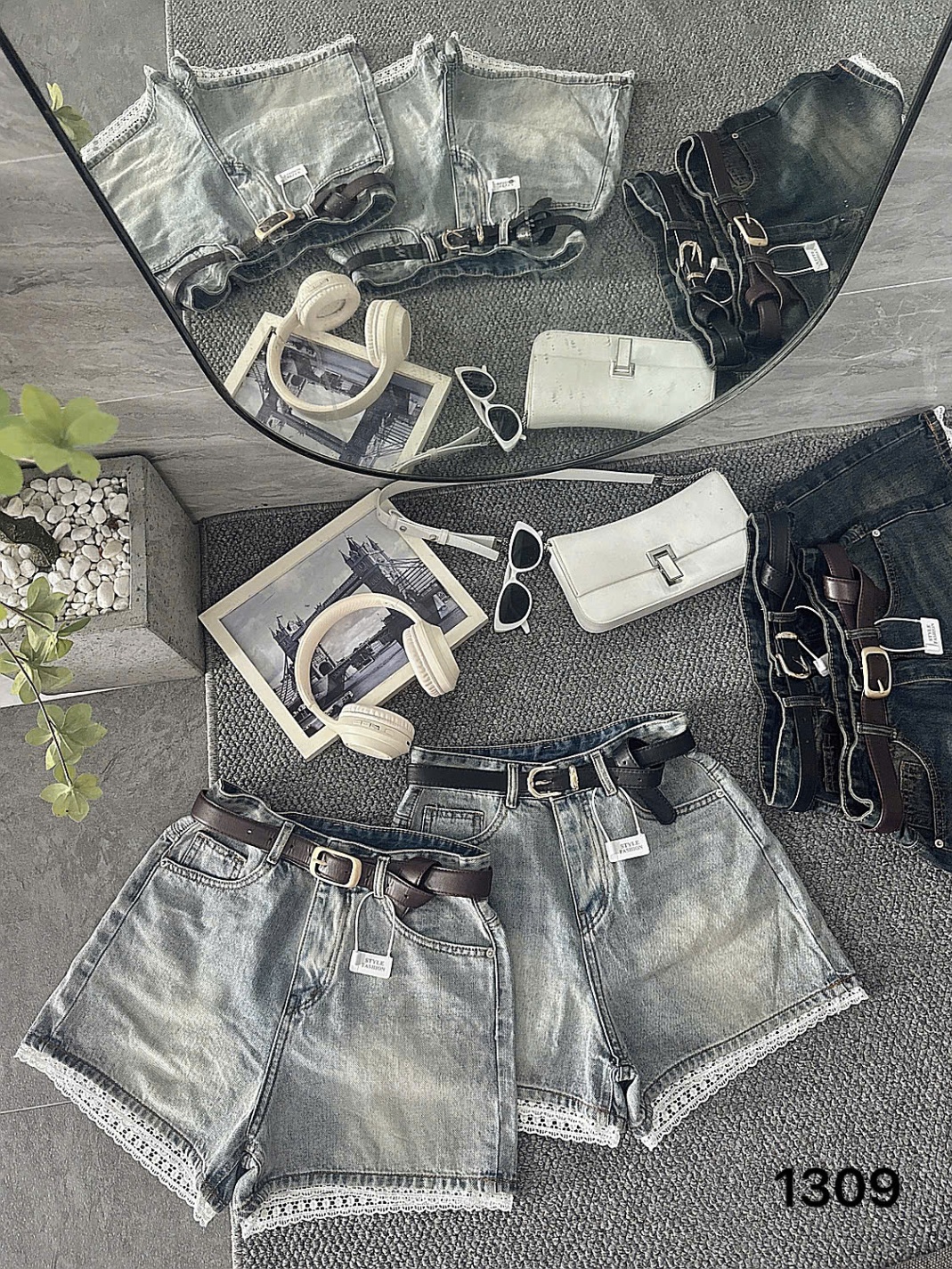 Quần short jean phối ren bigsize QSJ1309 dành cho nàng béo mập từ 55-90kg