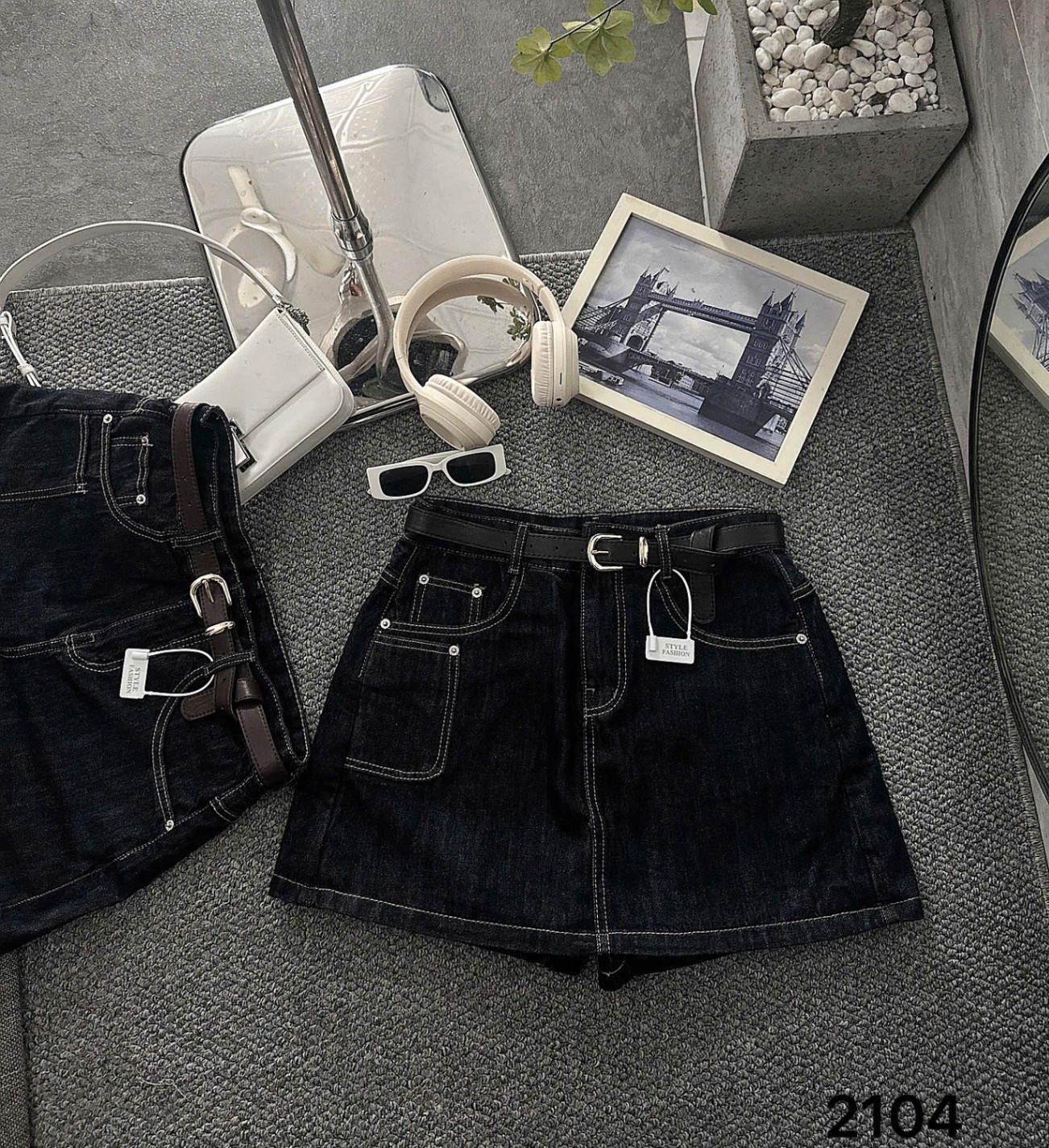 Quần váy jean form dáng A viền QVJ2104