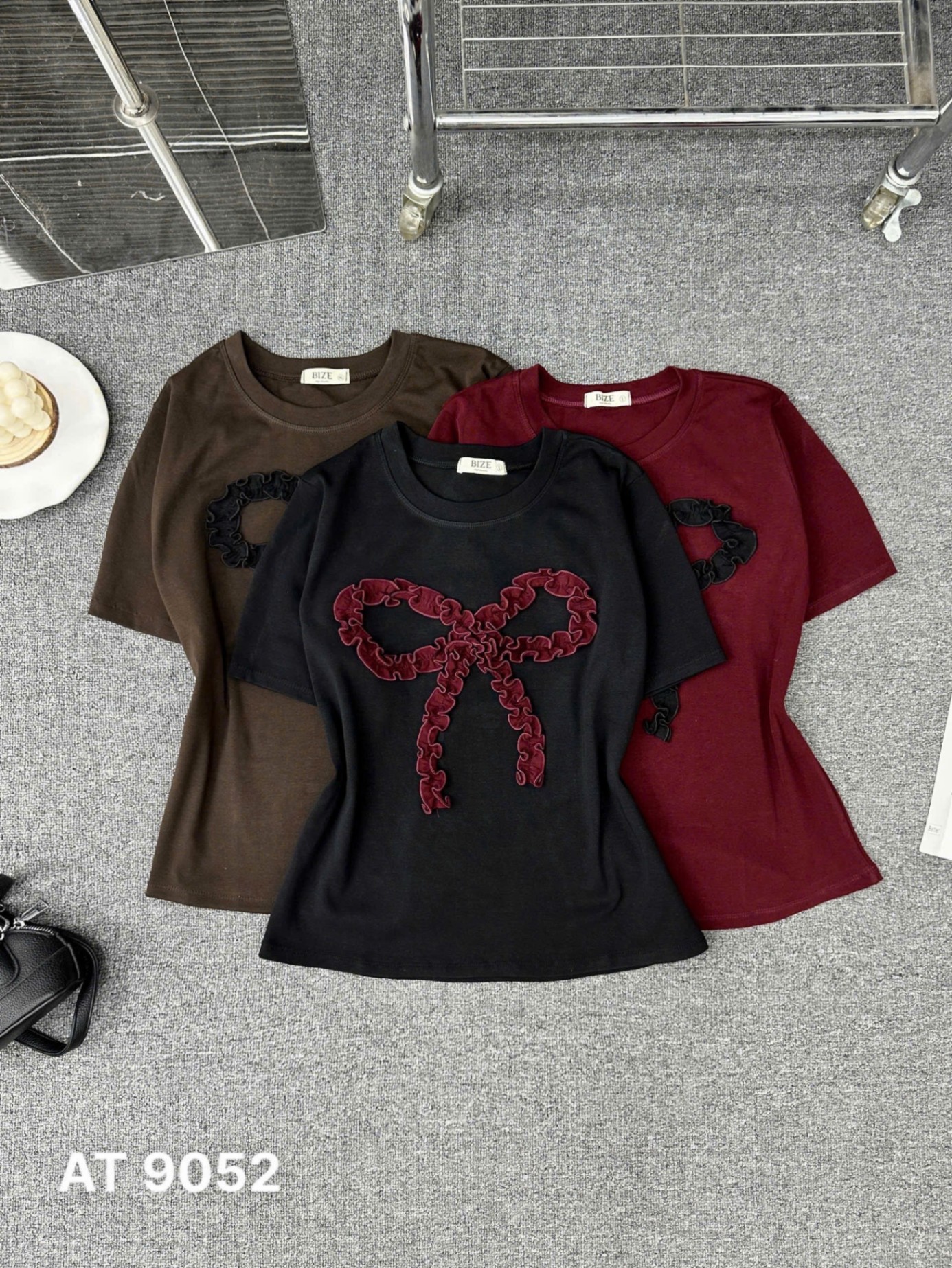 BIGSIZE- Áo thun babytea phối nơ bigsize AT9052