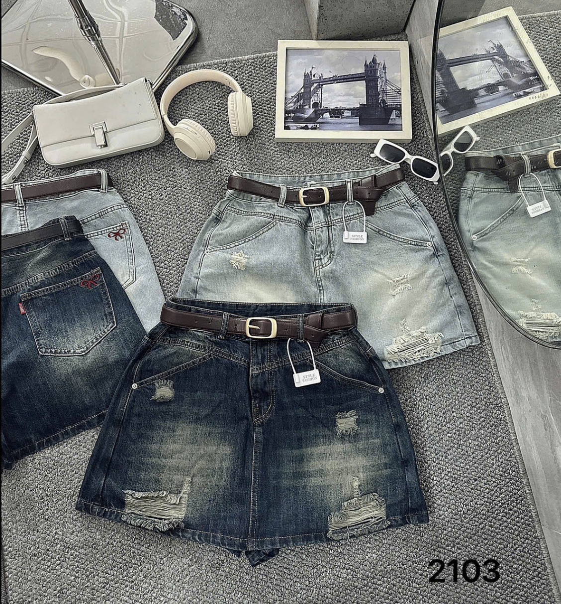 BIGSIZE - Quần váy jean rách kiểu T-QVJ2103 dành cho nàng béo