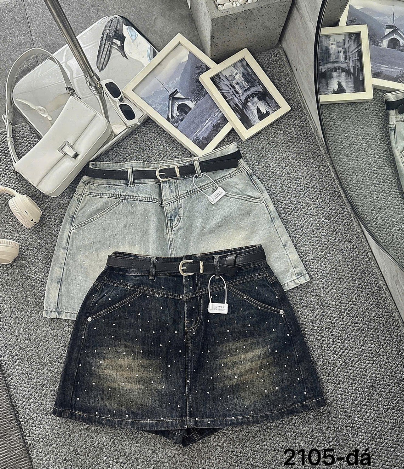 BIGSIZE - Quần váy jean đính đá T-QVJ2105 dành cho nàng béo