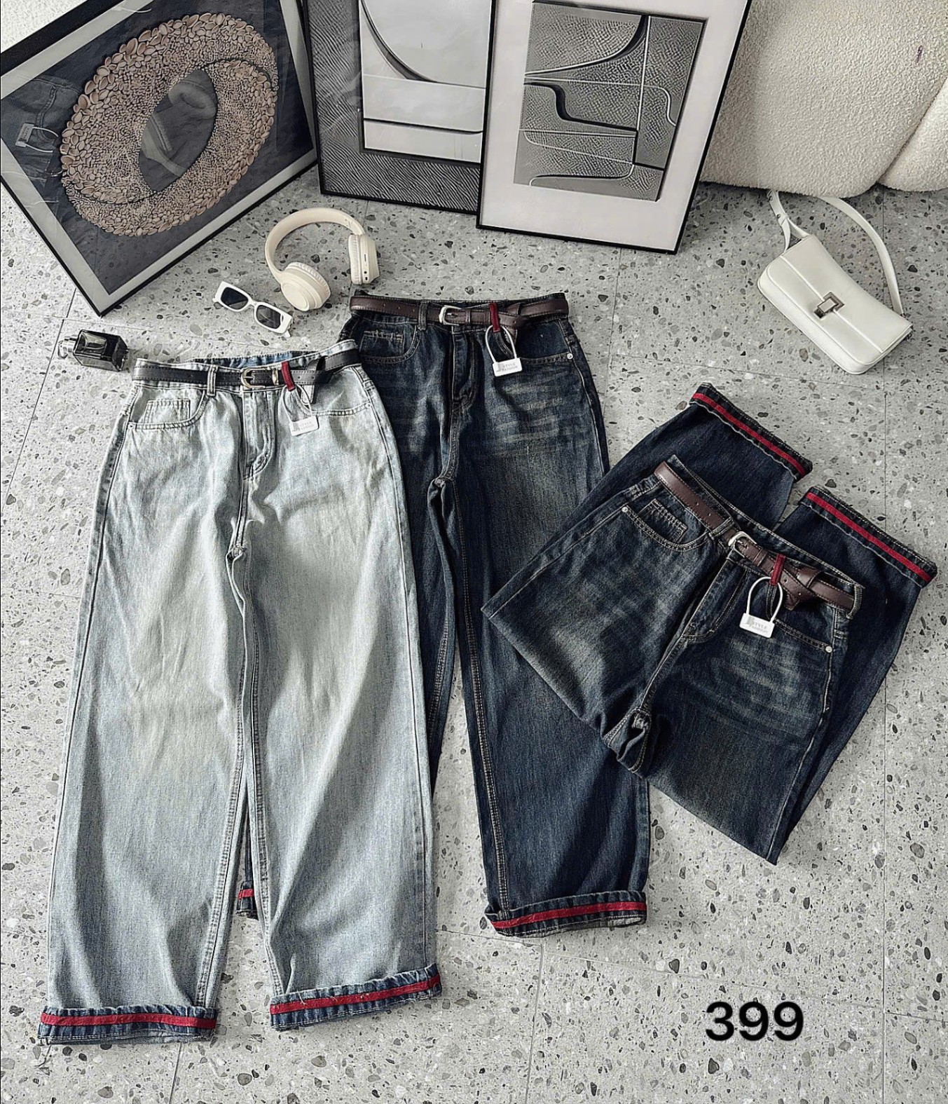 BIGSIZE-Quần suông phối viền lai T- QJ399