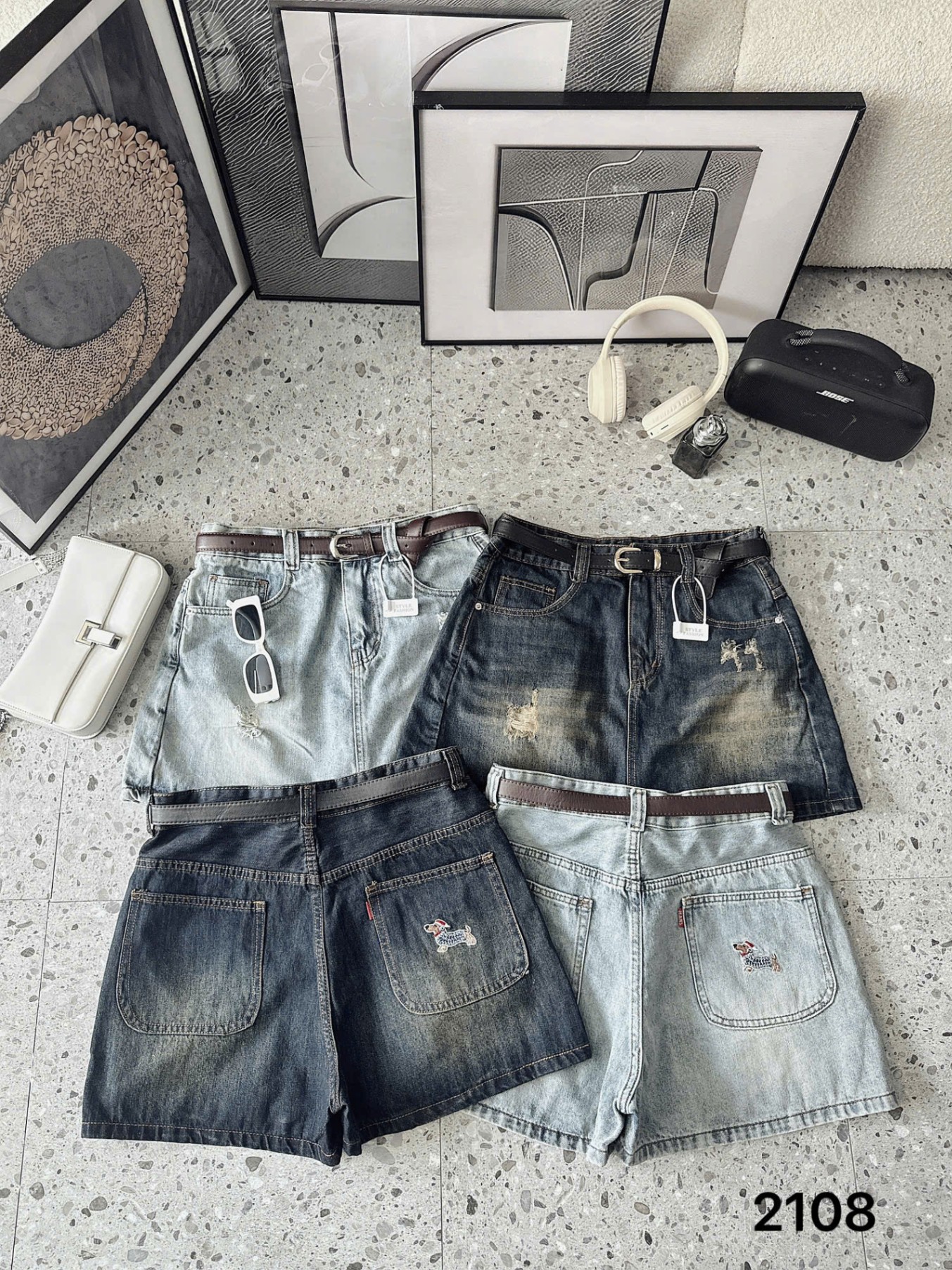 BIGSIZE- Quần váy jean thêu cún T- QVJ2108