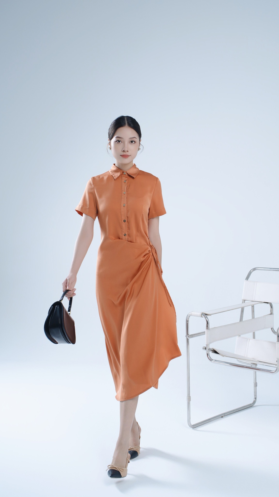 Đầm sơ mi công sở tùng váy xếp ly KK115-29 | Thời trang công sở K&K Fashion