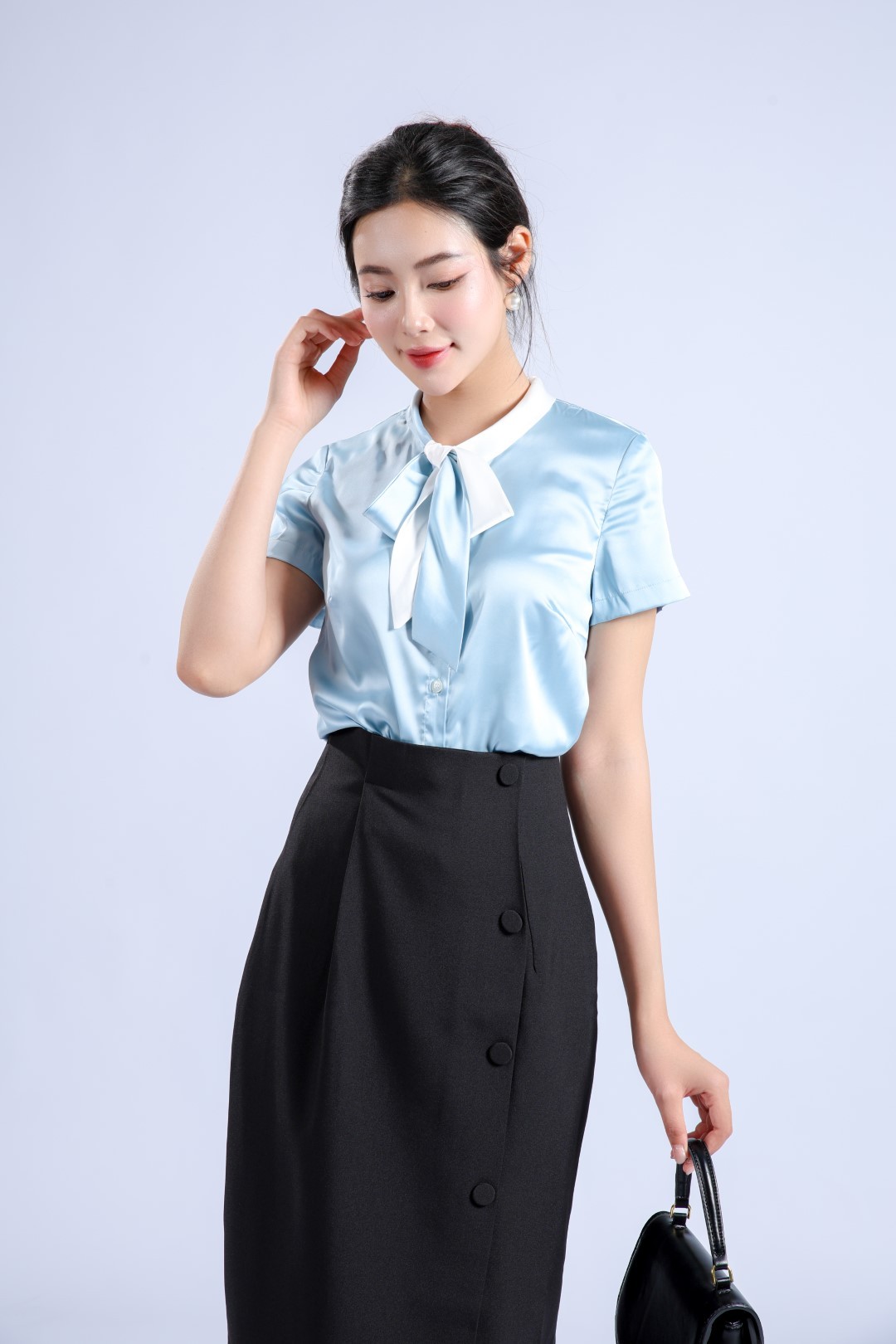 Áo sơ mi cổ buộc dây nơ NT 23BWS266198 /ON2302