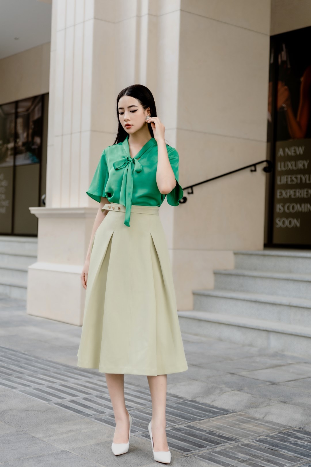 Chân váy xếp li nữ 24MF36818047/SP2403