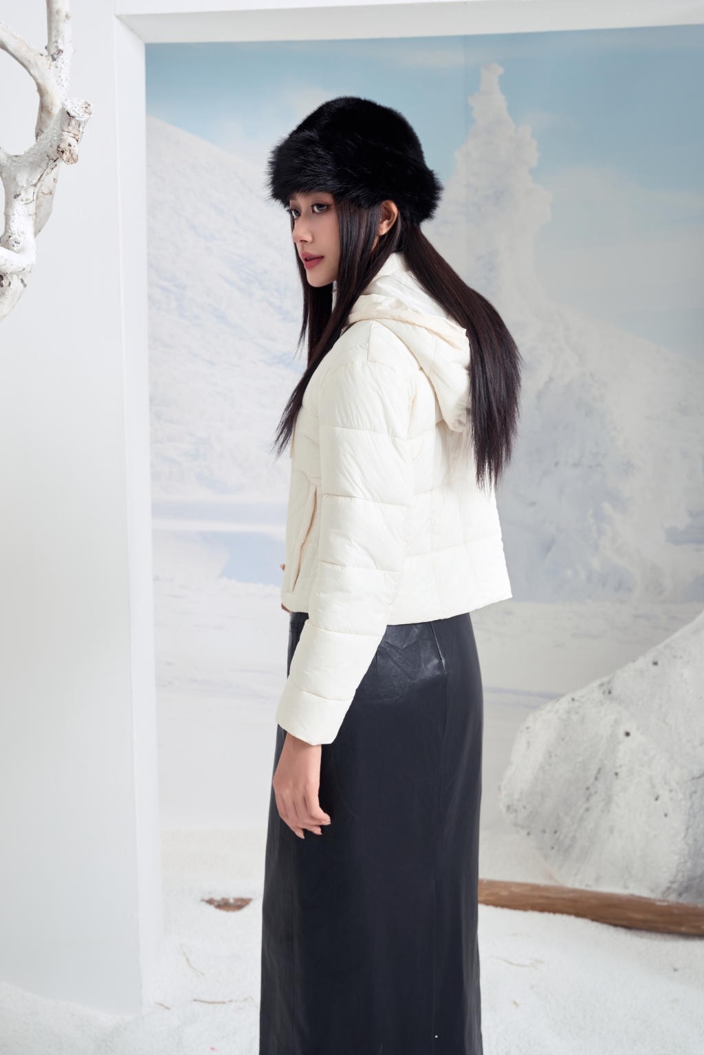 Áo Jacket nữ 3L dáng ngắn 251JWS3021/FY2502
