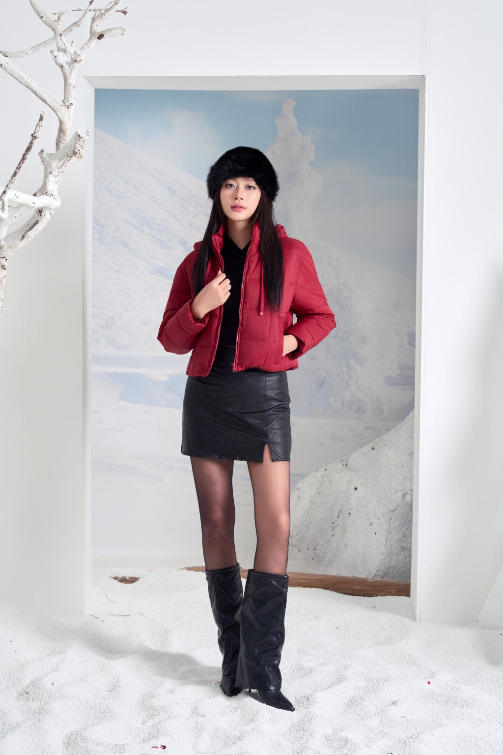 Áo Jacket nữ 3L dáng ngắn 251JWS3021/FY2502