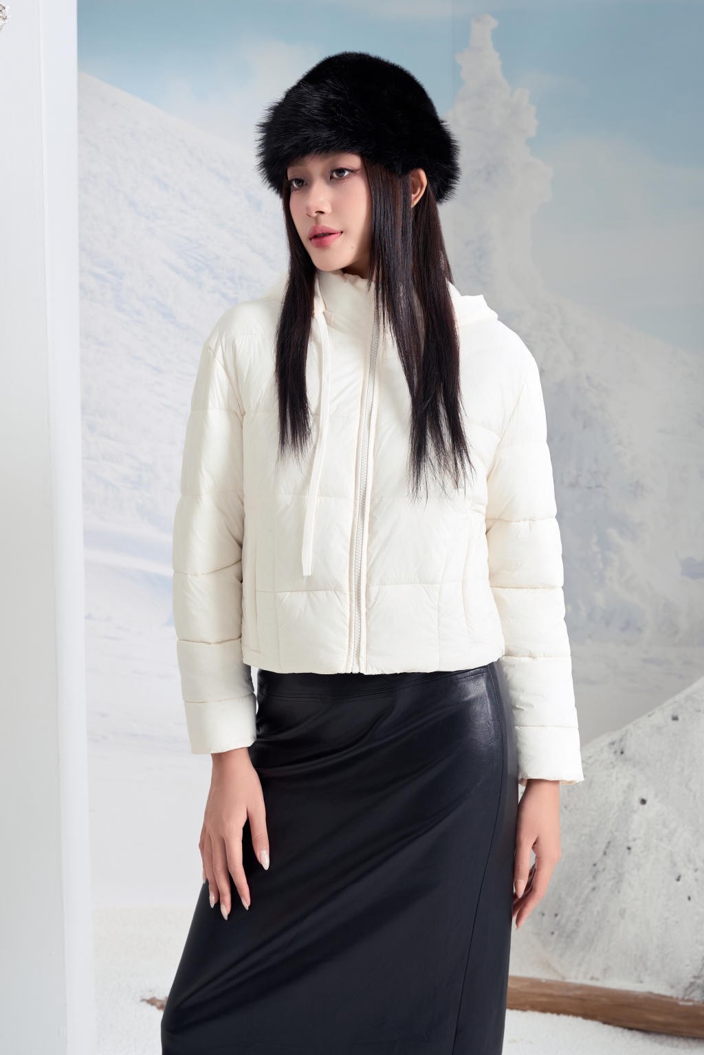Áo Jacket nữ 3L dáng ngắn 251JWS3021/FY2502