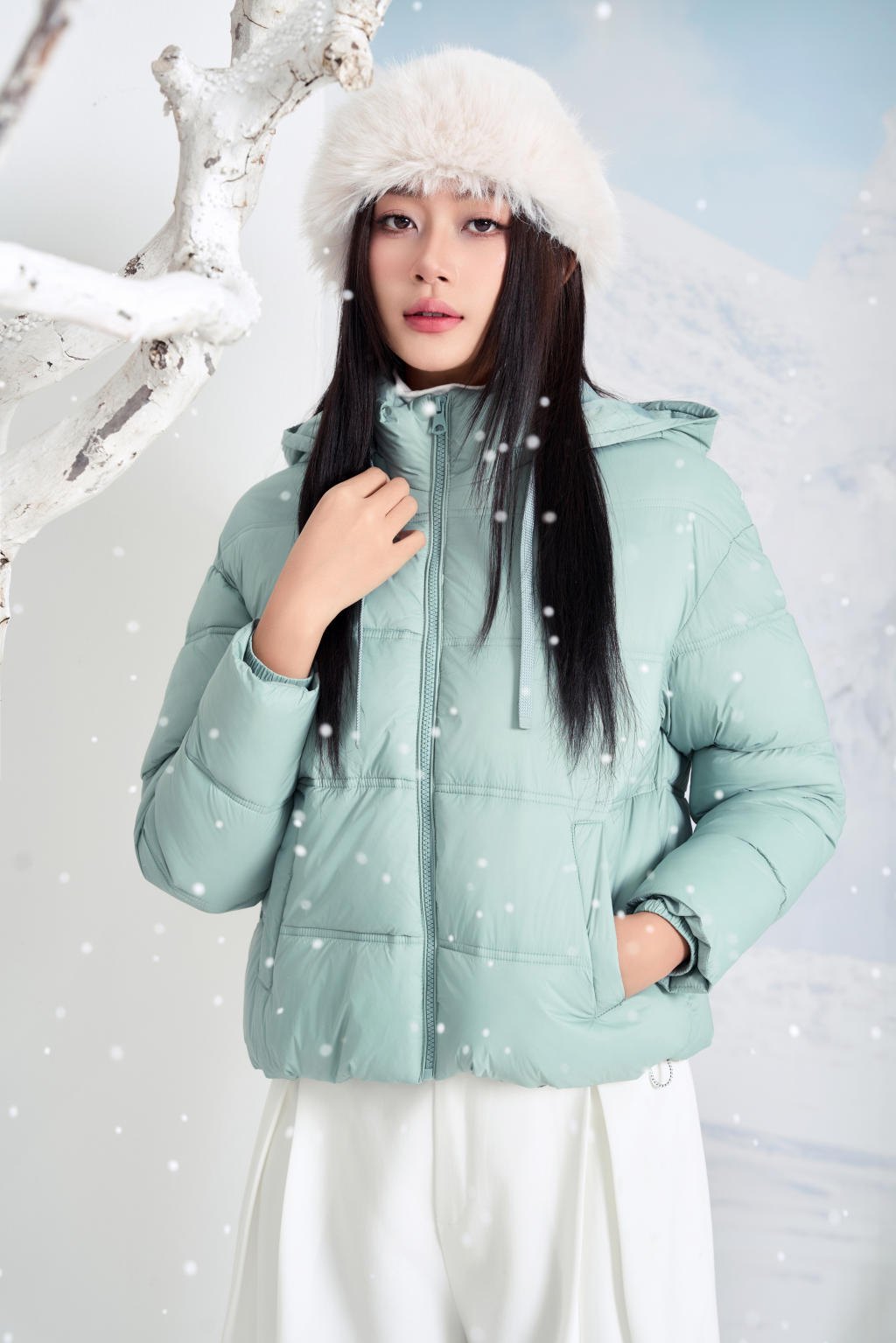 Áo Jacket nữ 3L dáng ngắn 251JWS3012/FY2502