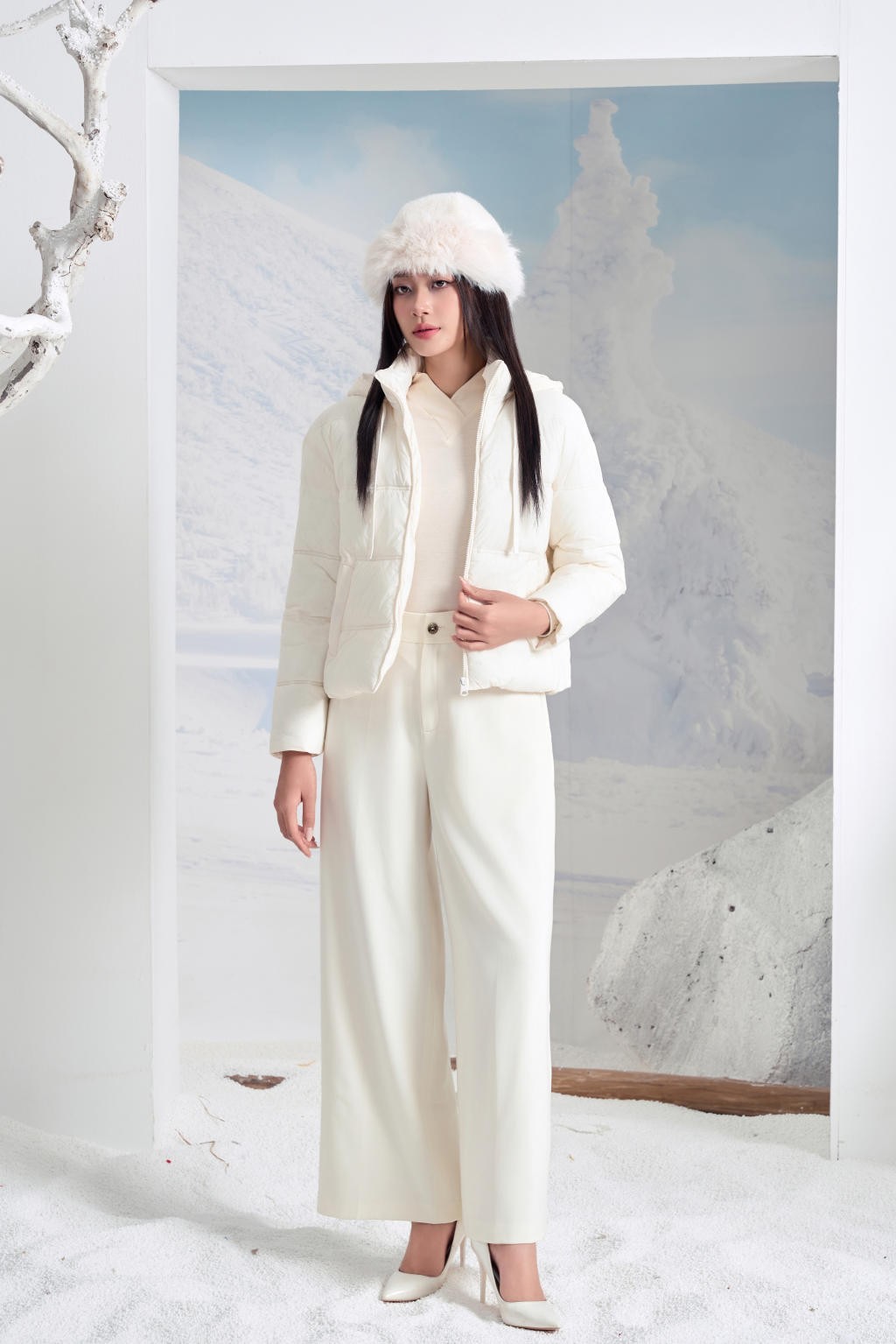 Áo Jacket nữ 3L dáng ngắn 251JWS3012/FY2502