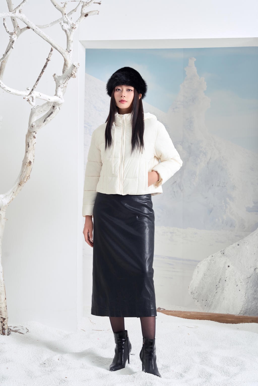 Áo Jacket nữ 3L dáng ngắn 251JWS3021/FY2502