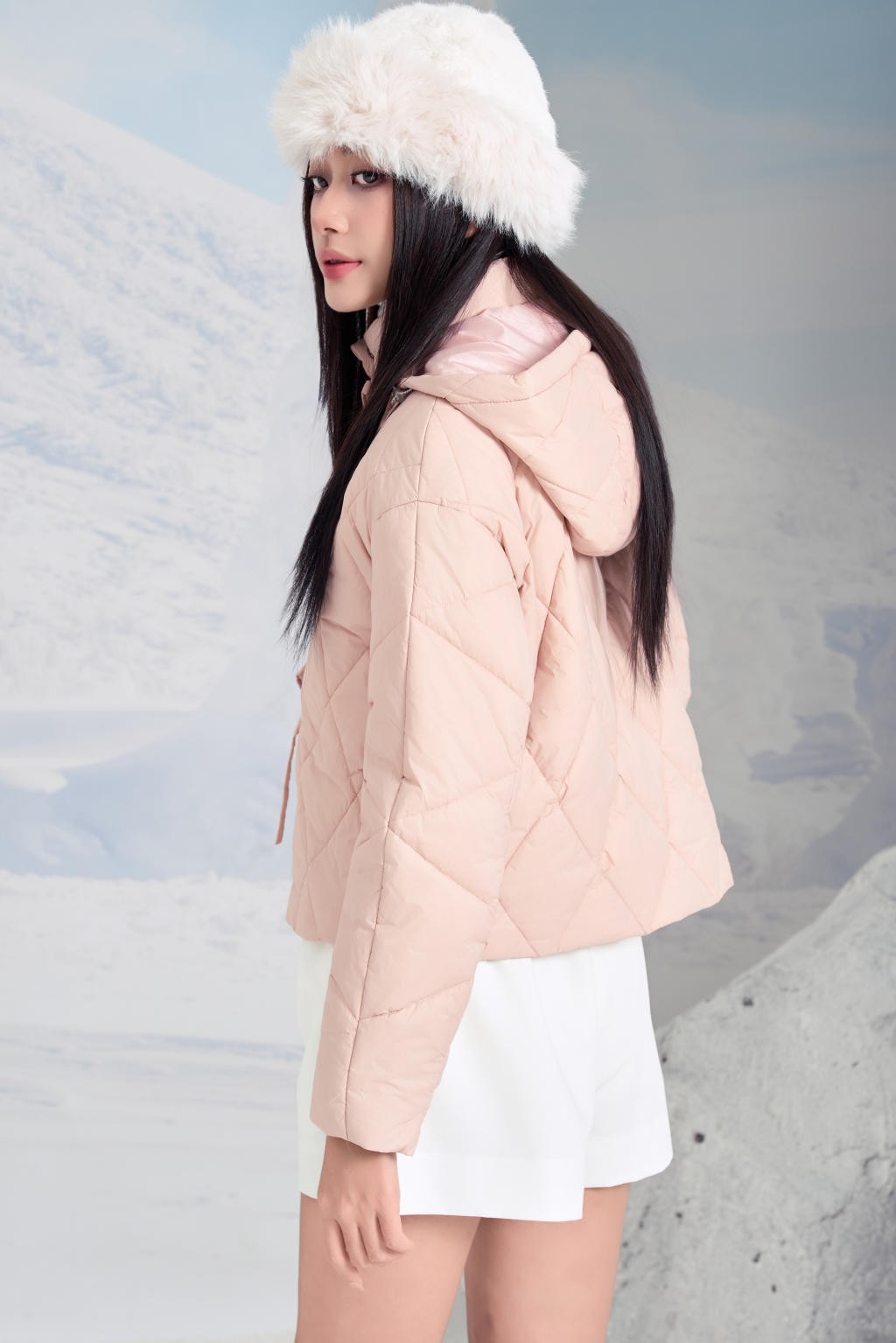 Áo Jacket nữ 3L dáng ngắn 251JWS3023/FY2502