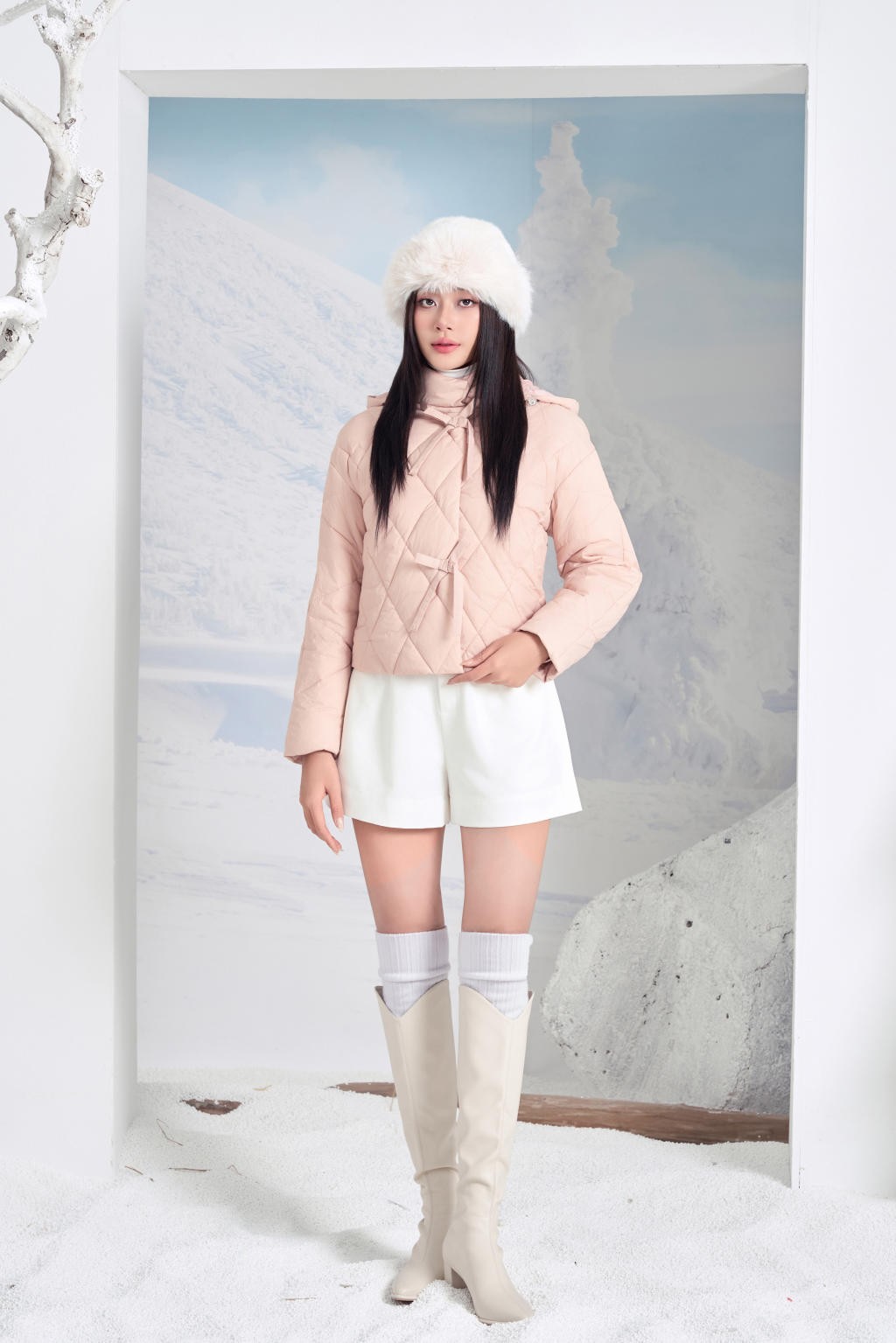Áo Jacket nữ 3L dáng ngắn 251JWS3023/FY2502