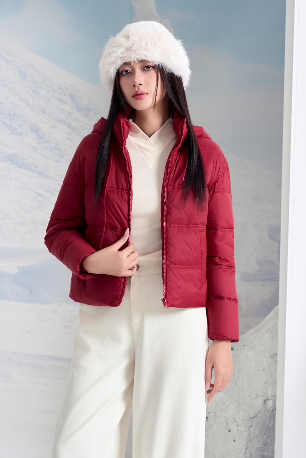 Áo Jacket nữ 3L dáng ngắn 251JWS3012/FY2502