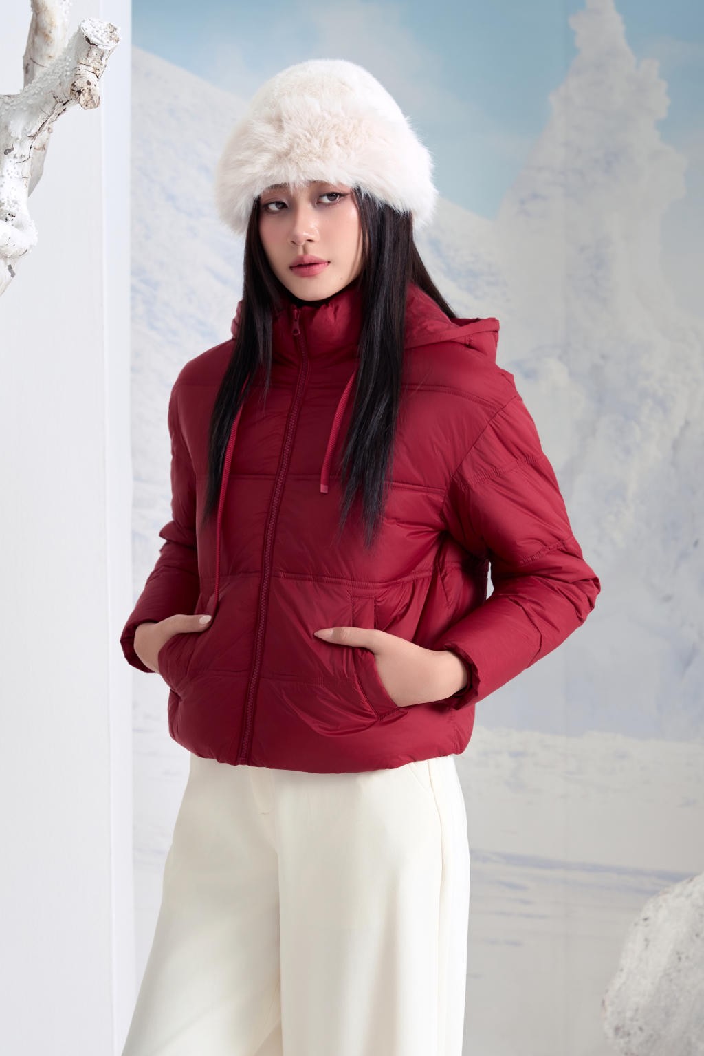 Áo Jacket nữ 3L dáng ngắn 251JWS3012/FY2502