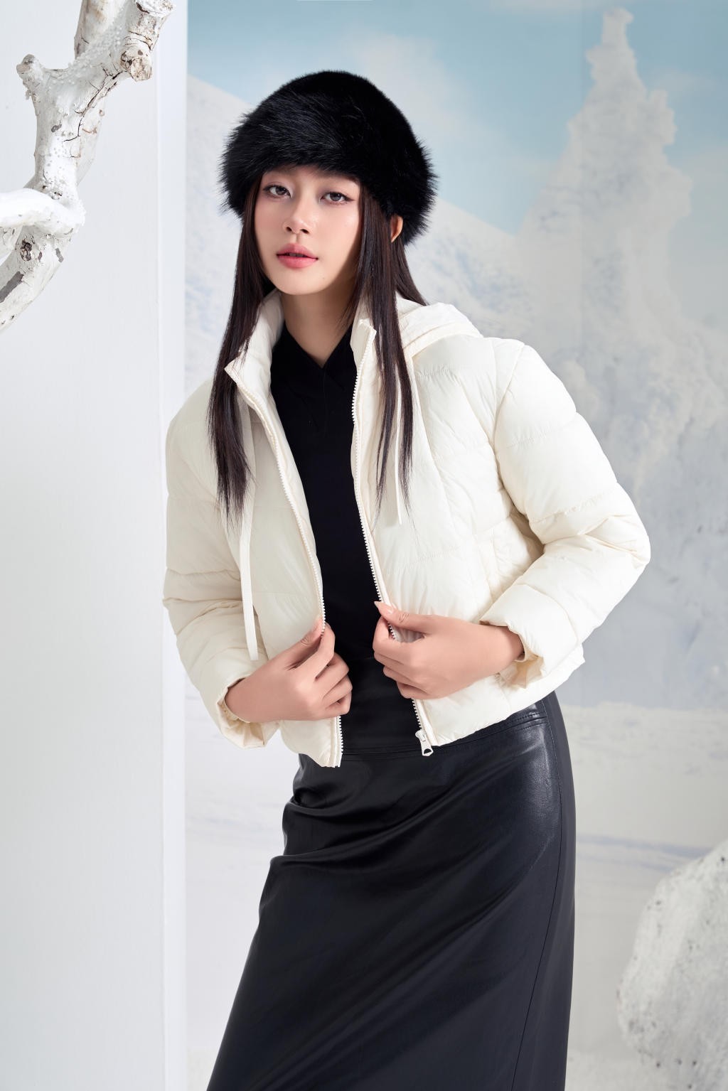 Áo Jacket nữ 3L dáng ngắn 251JWS3021/FY2502