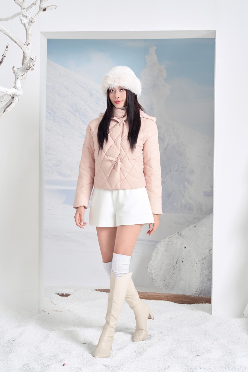 Áo Jacket nữ 3L dáng ngắn 251JWS3023/FY2502
