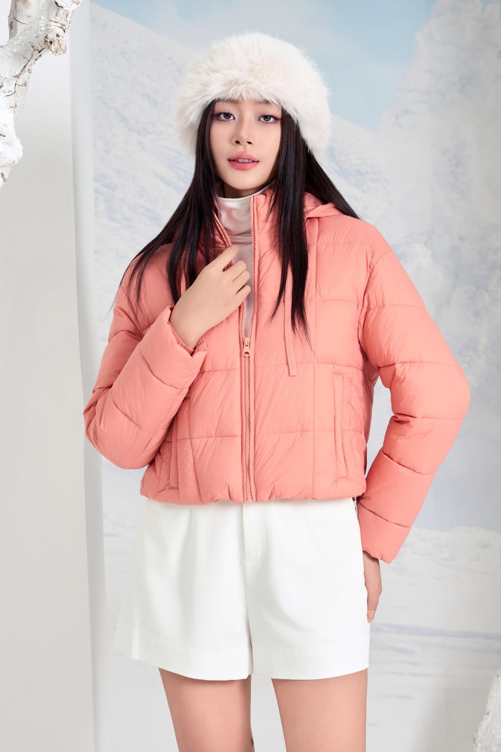 Áo Jacket nữ 3L dáng ngắn 251JWS3021/FY2502