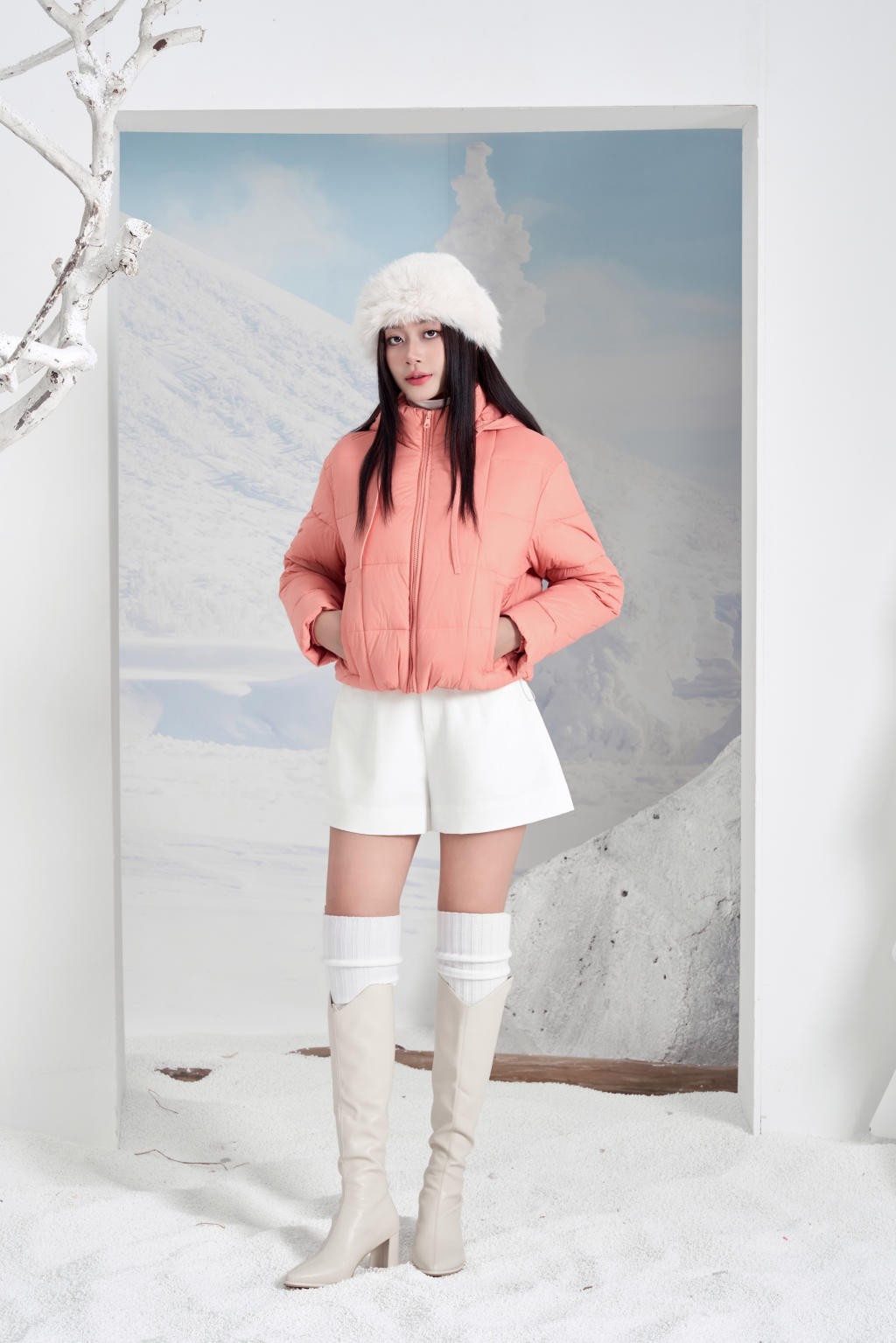 Áo Jacket nữ 3L dáng ngắn 251JWS3021/FY2502