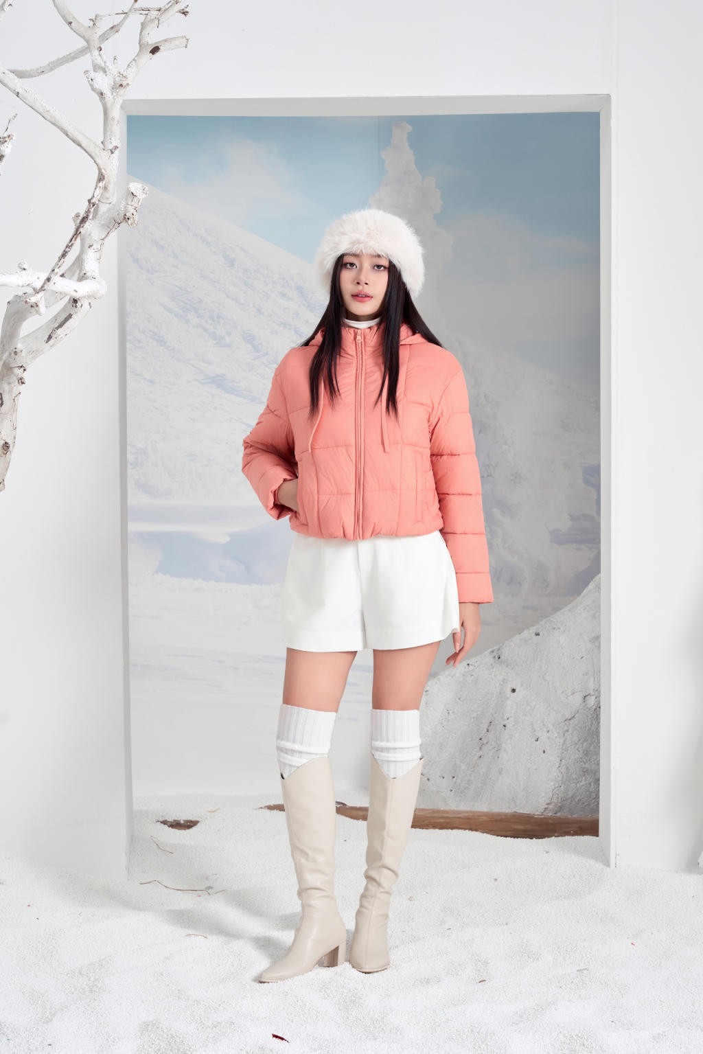 Áo Jacket nữ 3L dáng ngắn 251JWS3021/FY2502