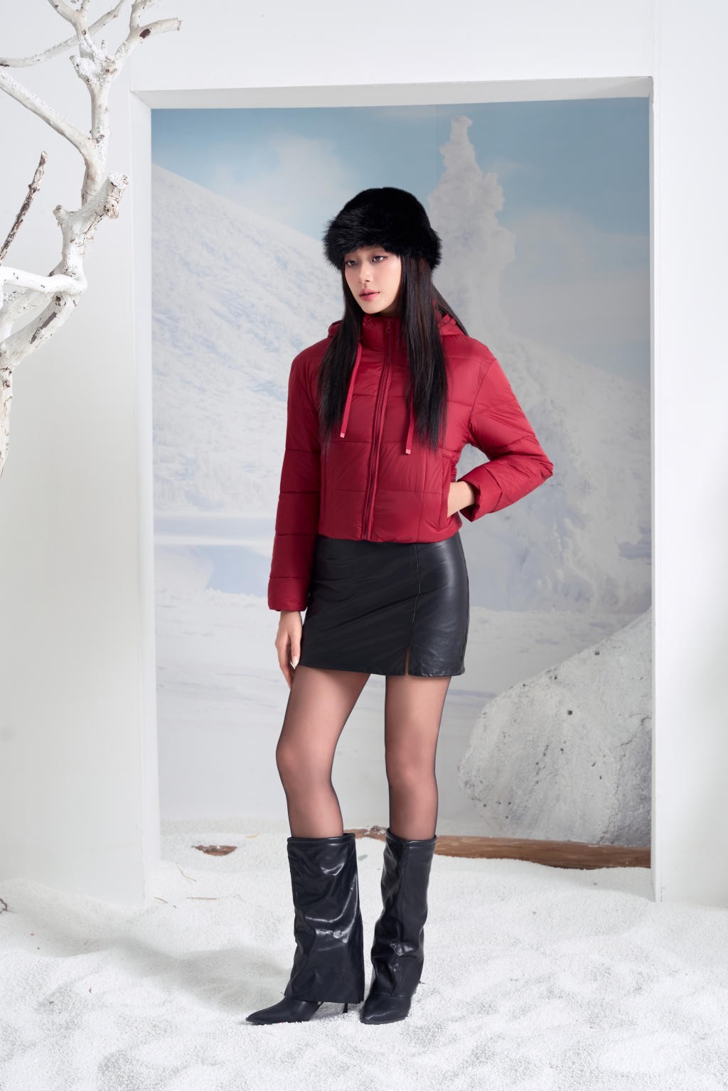Áo Jacket nữ 3L dáng ngắn 251JWS3021/FY2502