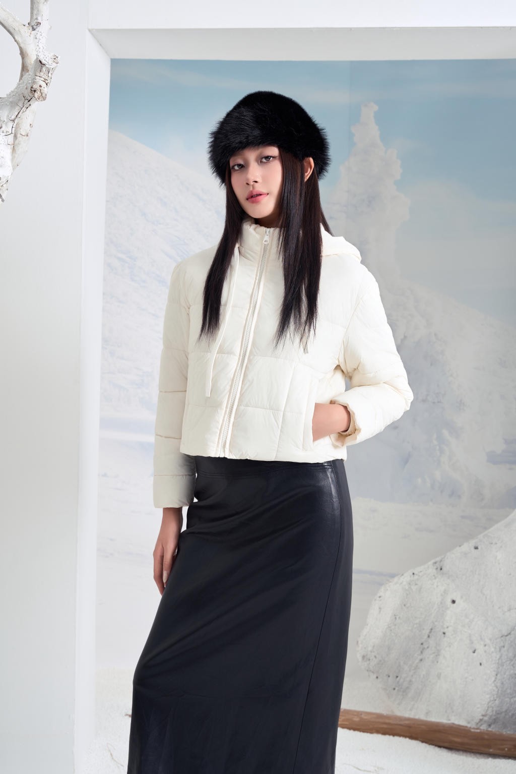 Áo Jacket nữ 3L dáng ngắn 251JWS3021/FY2502
