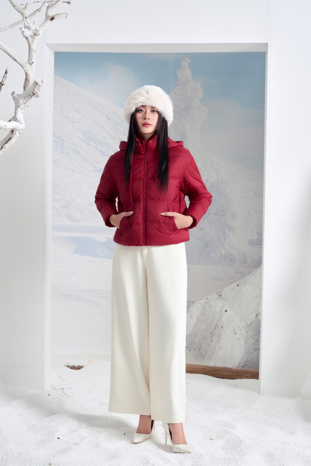 Áo Jacket nữ 3L dáng ngắn 251JWS3012/FY2502