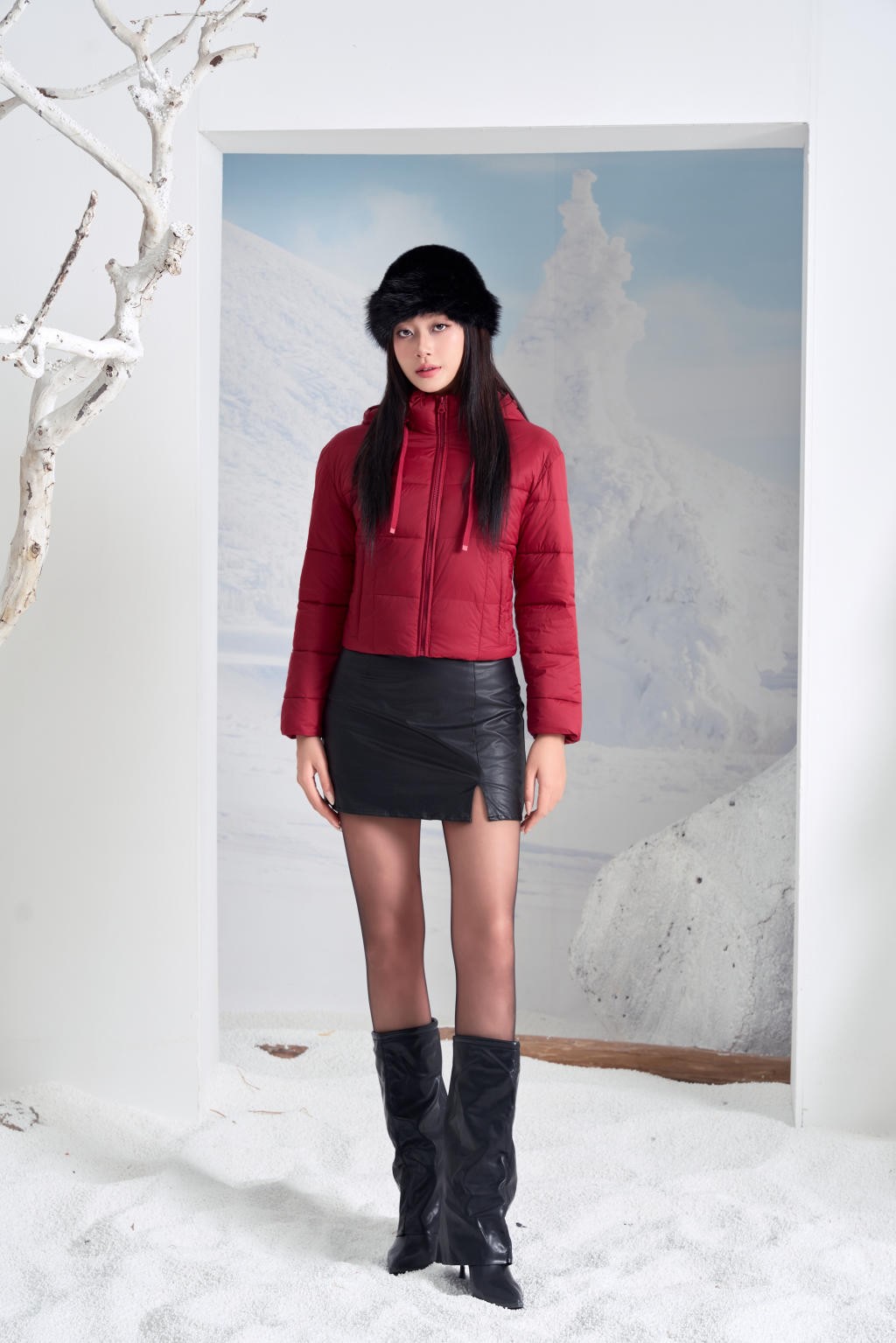 Áo Jacket nữ 3L dáng ngắn 251JWS3021/FY2502