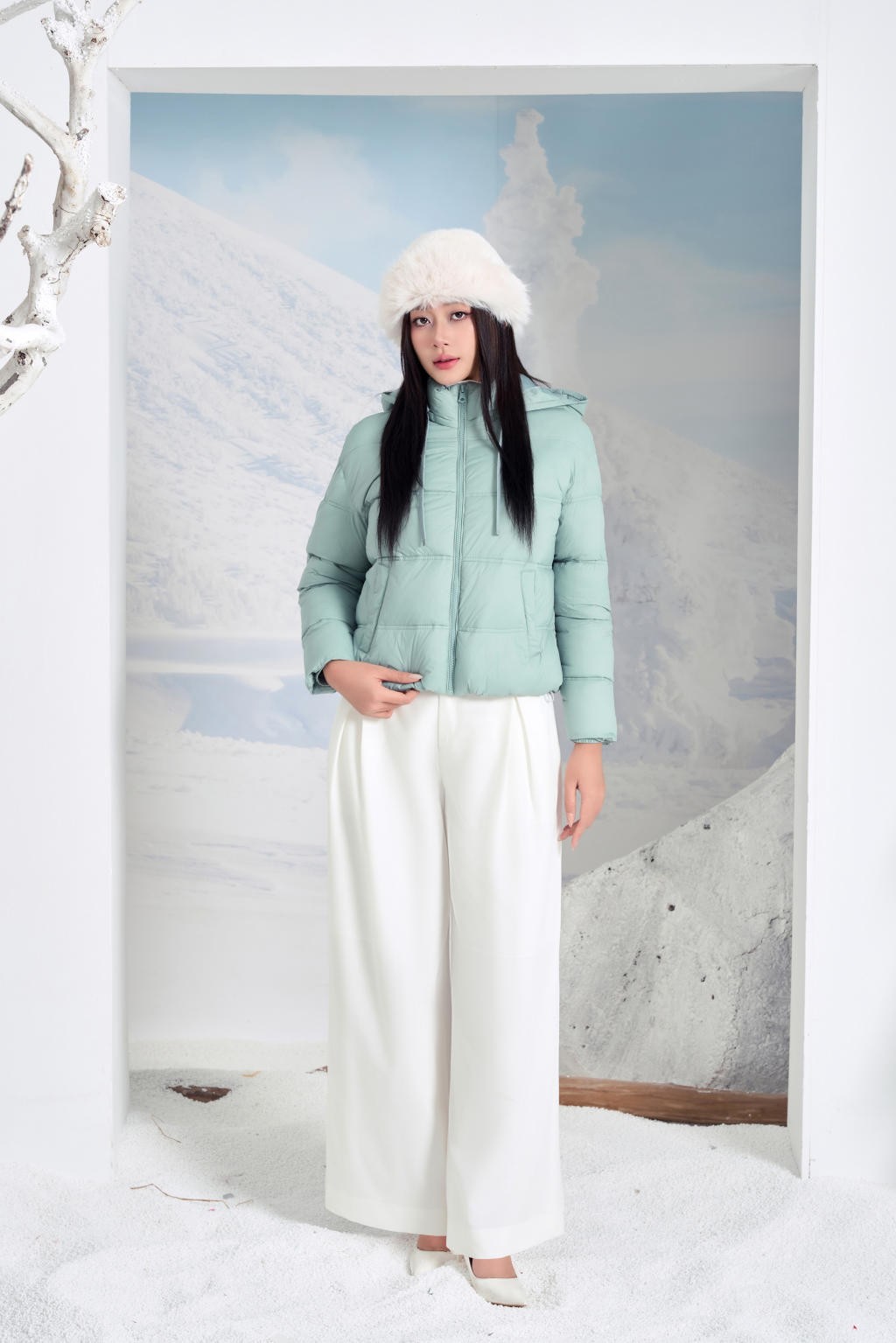Áo Jacket nữ 3L dáng ngắn 251JWS3012/FY2502