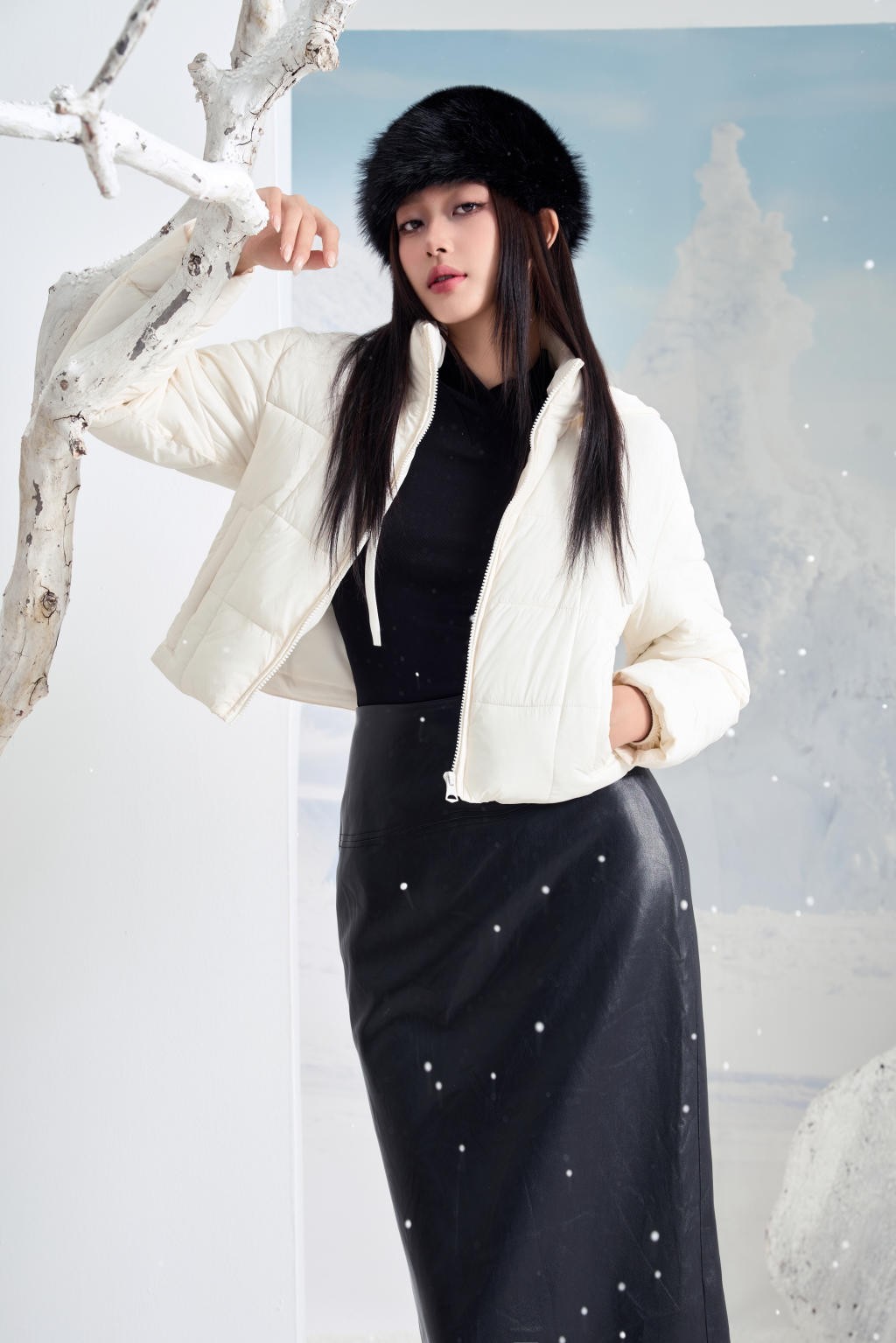 Áo Jacket nữ 3L dáng ngắn 251JWS3021/FY2502