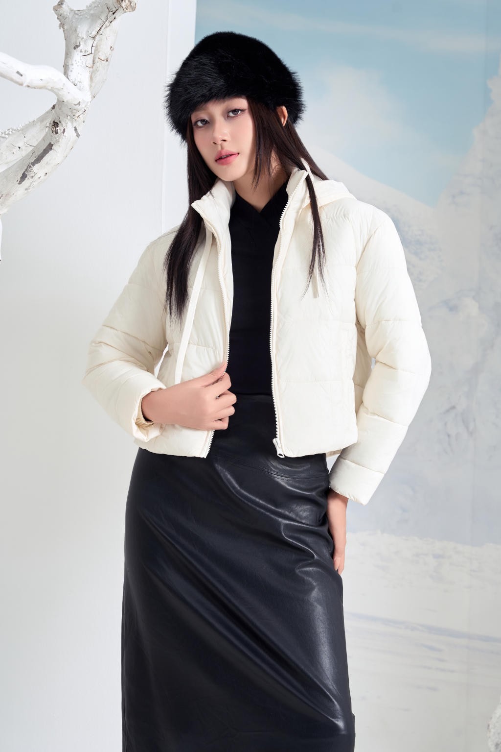 Áo Jacket nữ 3L dáng ngắn 251JWS3021/FY2502