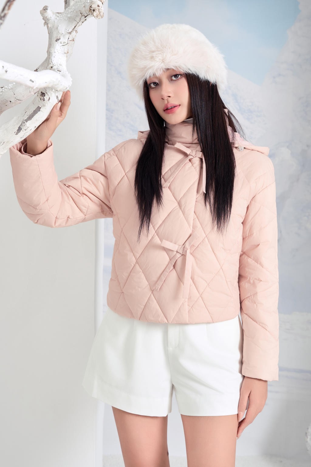 Áo Jacket nữ 3L dáng ngắn 251JWS3023/FY2502