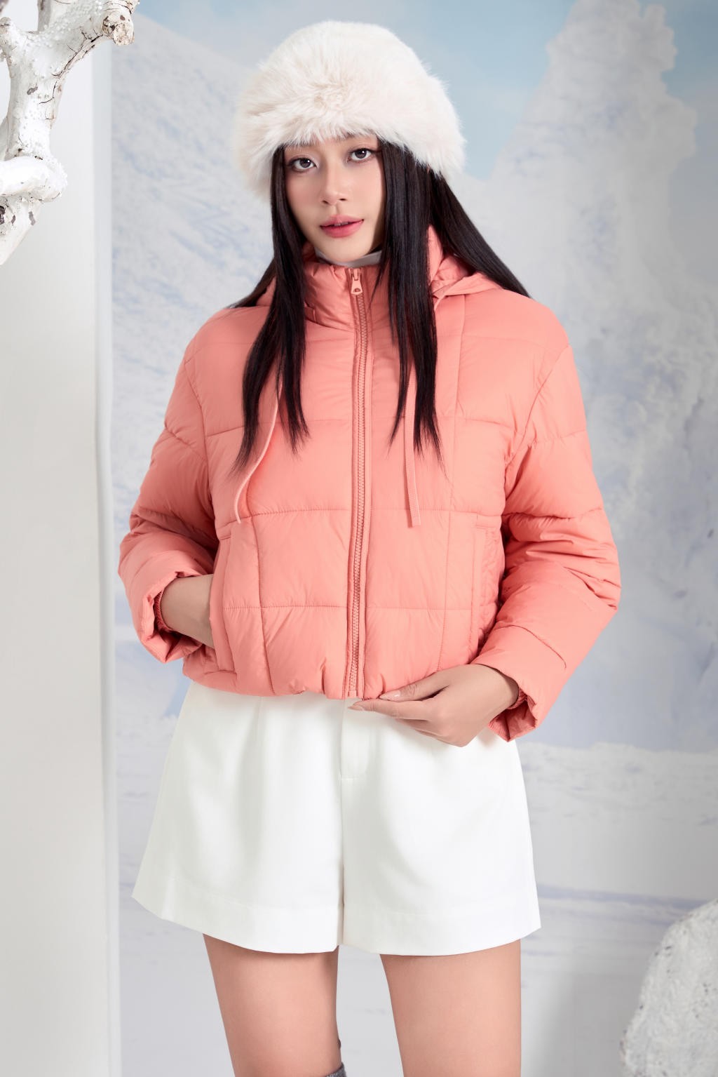 Áo Jacket nữ 3L dáng ngắn 251JWS3021/FY2502