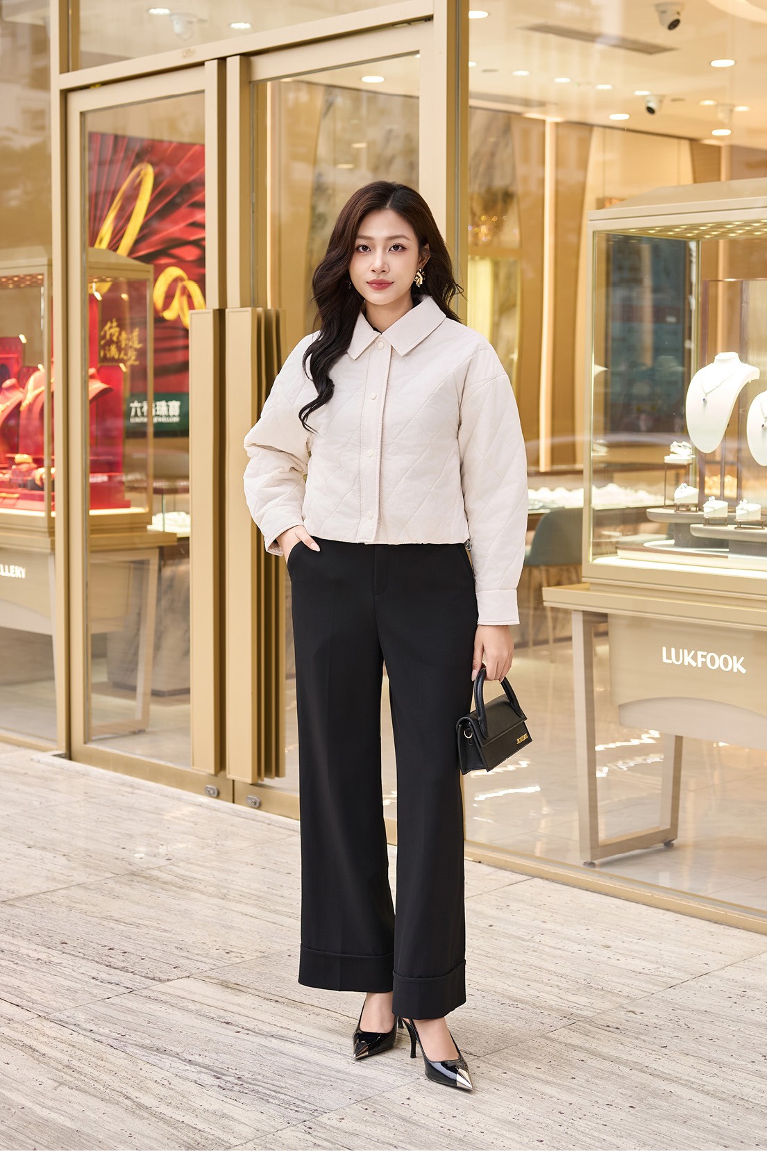 Áo Jacket nữ 3L dáng ngắn 251JWS3024/FY2502