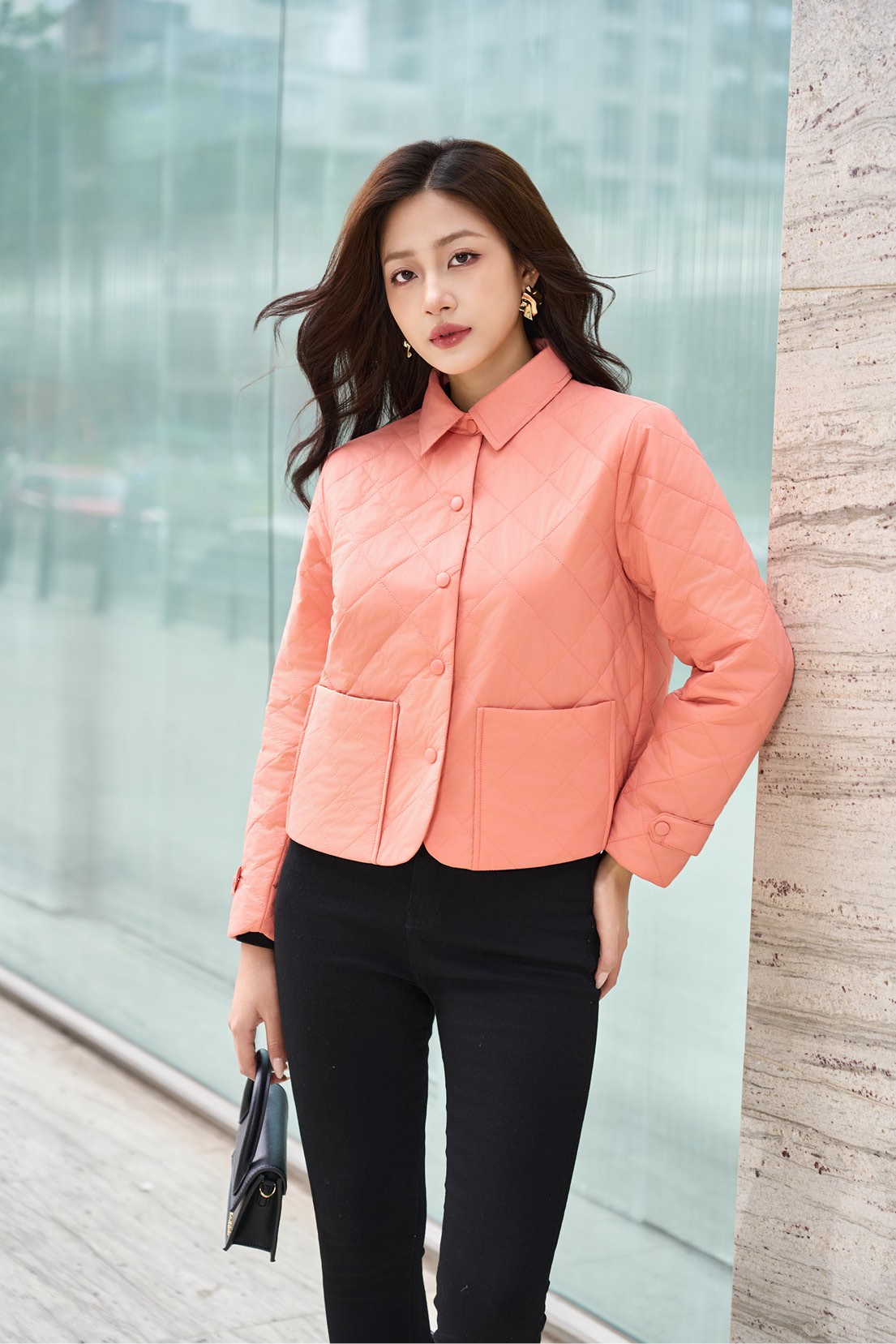 Áo Jacket nữ 3L dáng ngắn 251JWS3010/FY2502